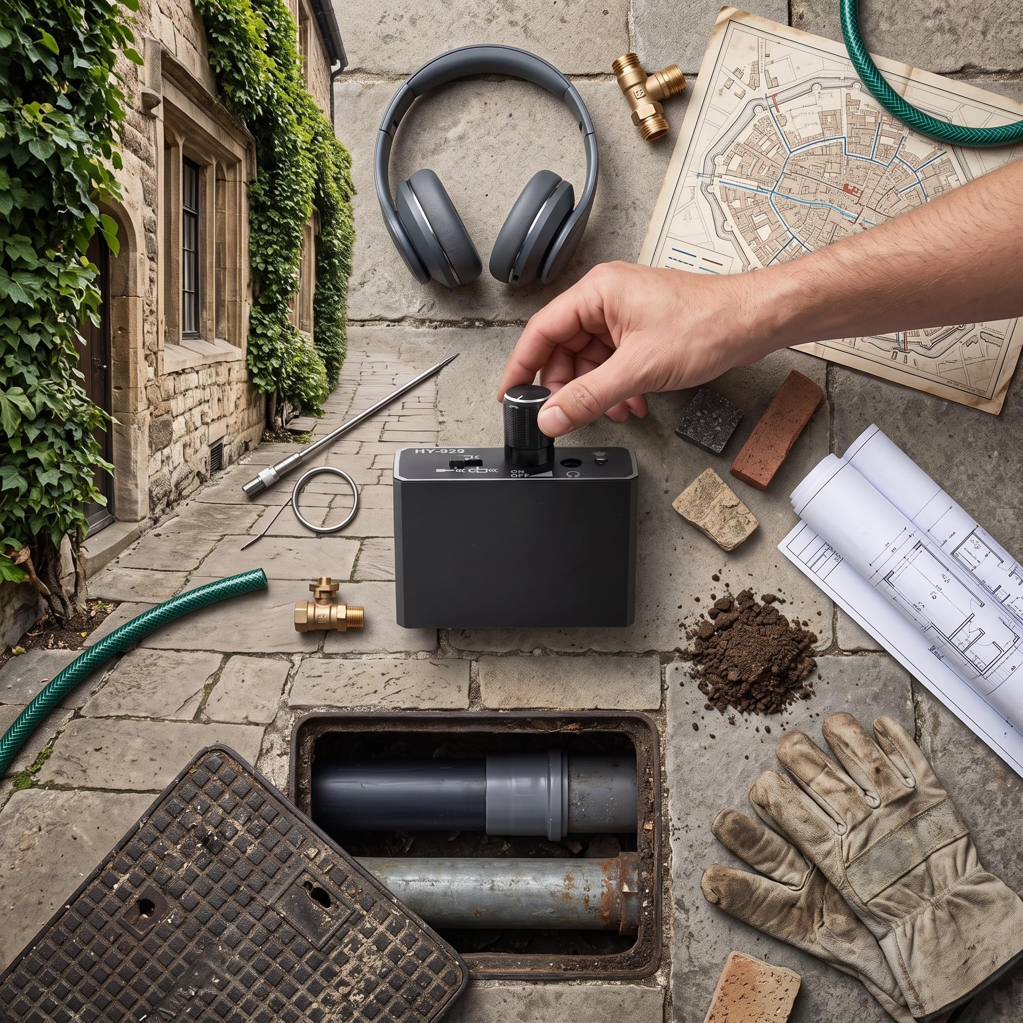 Détecteur de Fuite d'eau, Kit D'accessoires de Détecteur de Fuite de Conduite d'eau Souterraine avec écouteurs pour Cuisine Salle de Bains sous-Sol