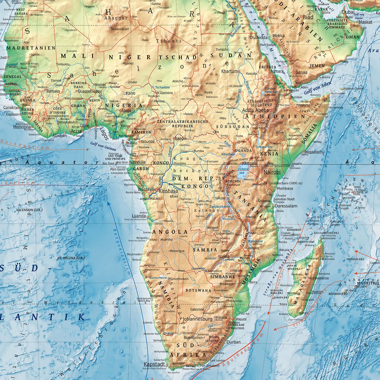 fisici Mappa del mondo con 4 oltre a carte