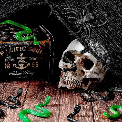 Miniatura 6 de Skylety 15 serpientes de goma realistas de 17.7 pulgadas, accesorios de serpiente de plástico falso para accesorios de jardín para mantener alejados