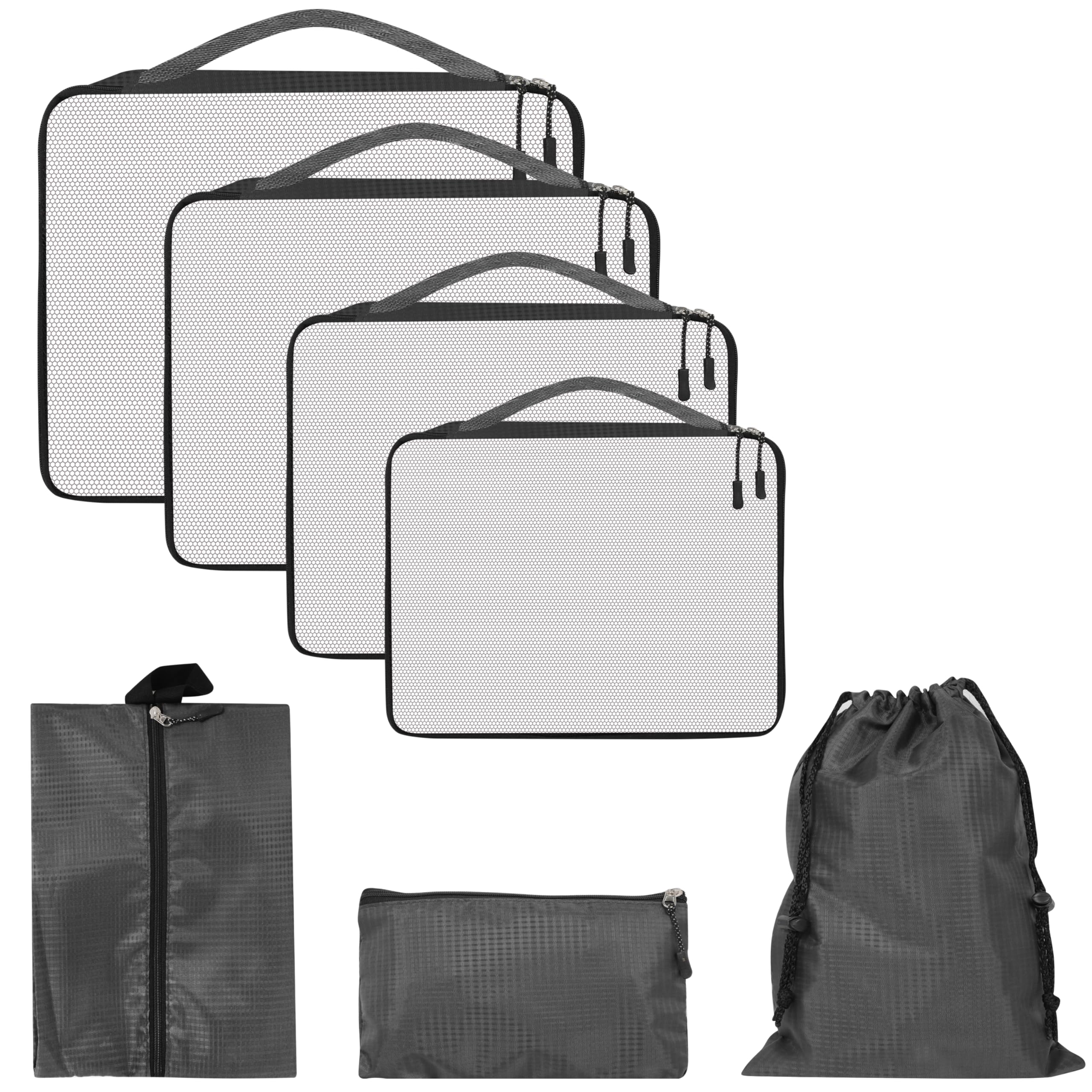 TRIP ON GO Packing Cubes Travel Organizer 7 In 1 Travel Organiser Bags For Luggage, Laundry, Cosmetics, Travel Kit For Men With Shoe Pouch, Travel Pouches for Women, Polyester (Navy Blue, PRIME-7IN1)