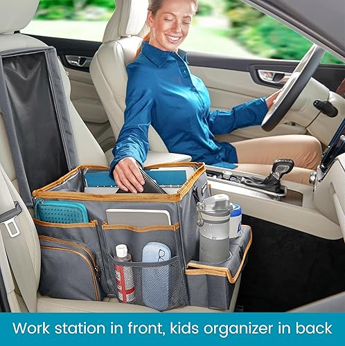 Miniatura 9 de High Road CarHop - Organizador de asiento de coche para niños y adultos con bandeja portavasos, bolsillos laterales y compartimento enfriador