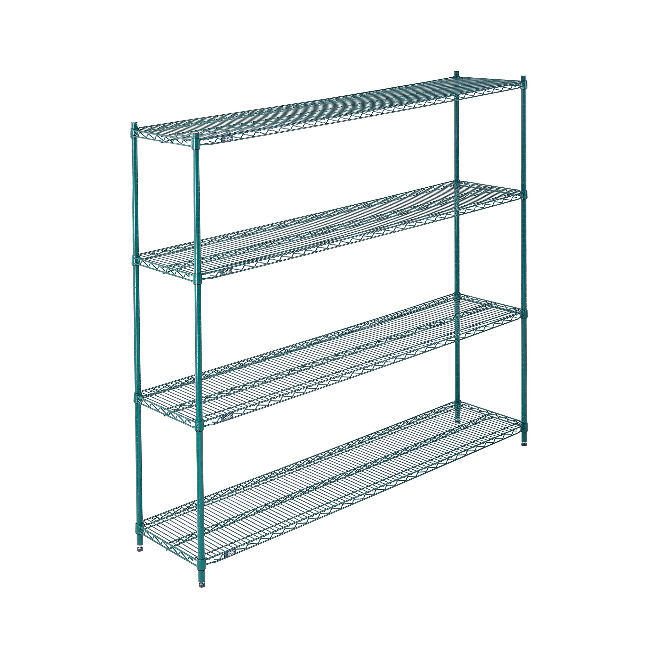 Nexel Poly-Green Adjustable Wire Shelving Unit, 4 Tier, Heavy Duty Commerical Storage Organizer Wire Rack, 18