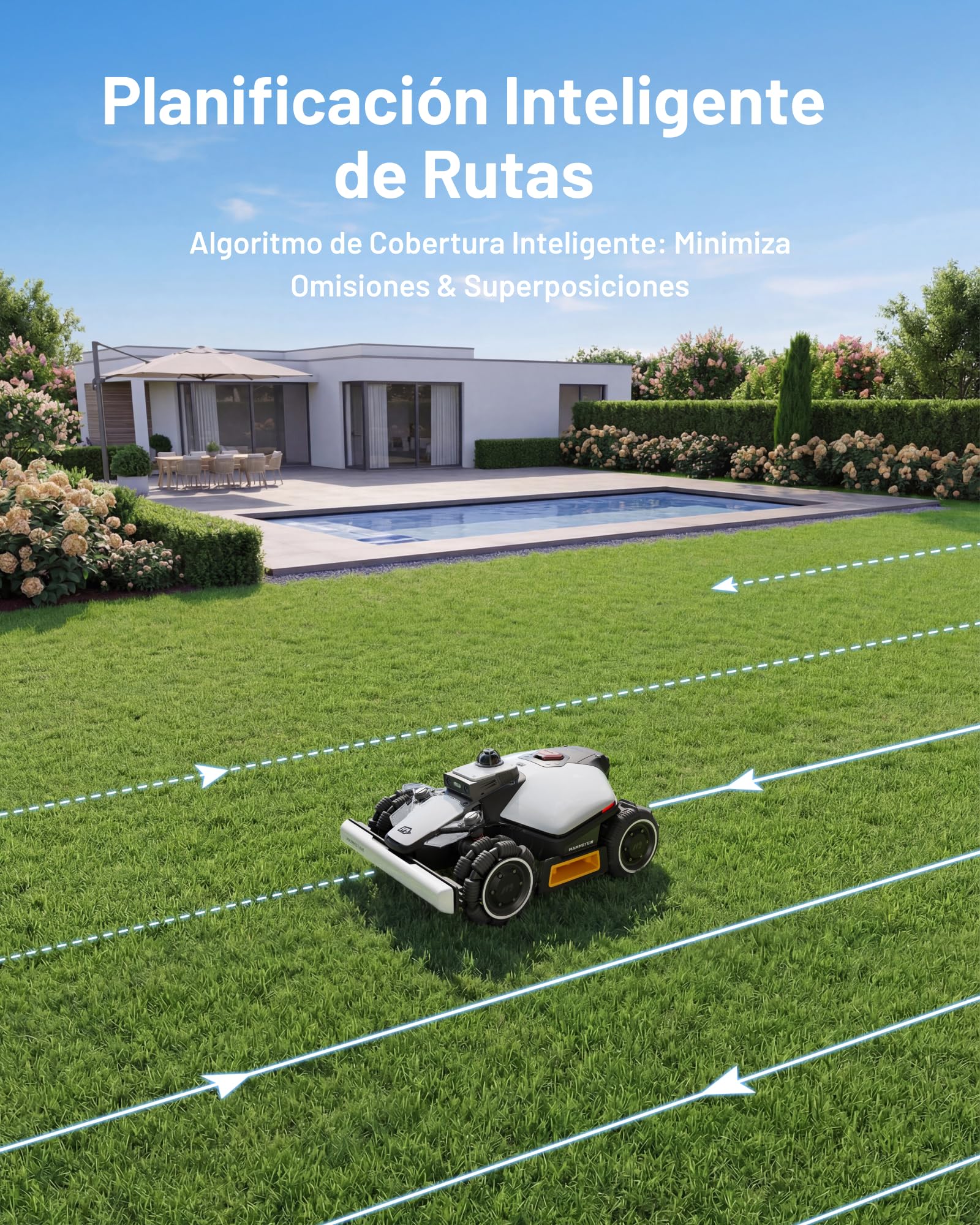 MAMMOTION LUBA Mini 2 AWD 1500 Robot Cortacésped sin Cable Perimetral, con LiDAR 360° y Visión IA de Doble Cámara, Sin RTK, Pendiente del 80%, Modo DropMow, Gestión Inteligente de la Batería