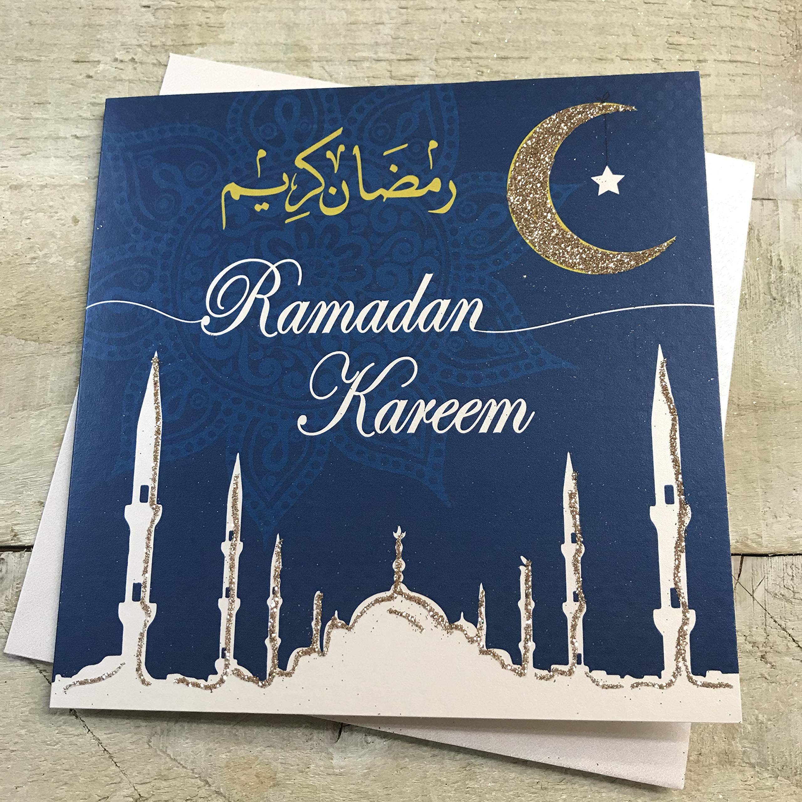 WHITE COTTON CARDS Code R1 Ramadan Kareem Handmade islamic Celebration Card
