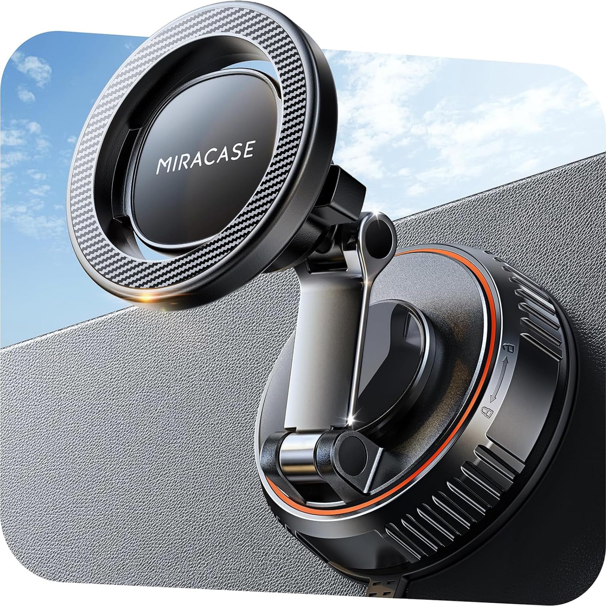 Miracase for MagSafe Car Mount[3600gf Strong Magnet &amp; 89+LBS Suction Base]Vacuum Magnetic Phone Holders for Your Car, 360° Adjustable Dashboard &amp; Windshield Mount with Dash Accents for All Smartphones