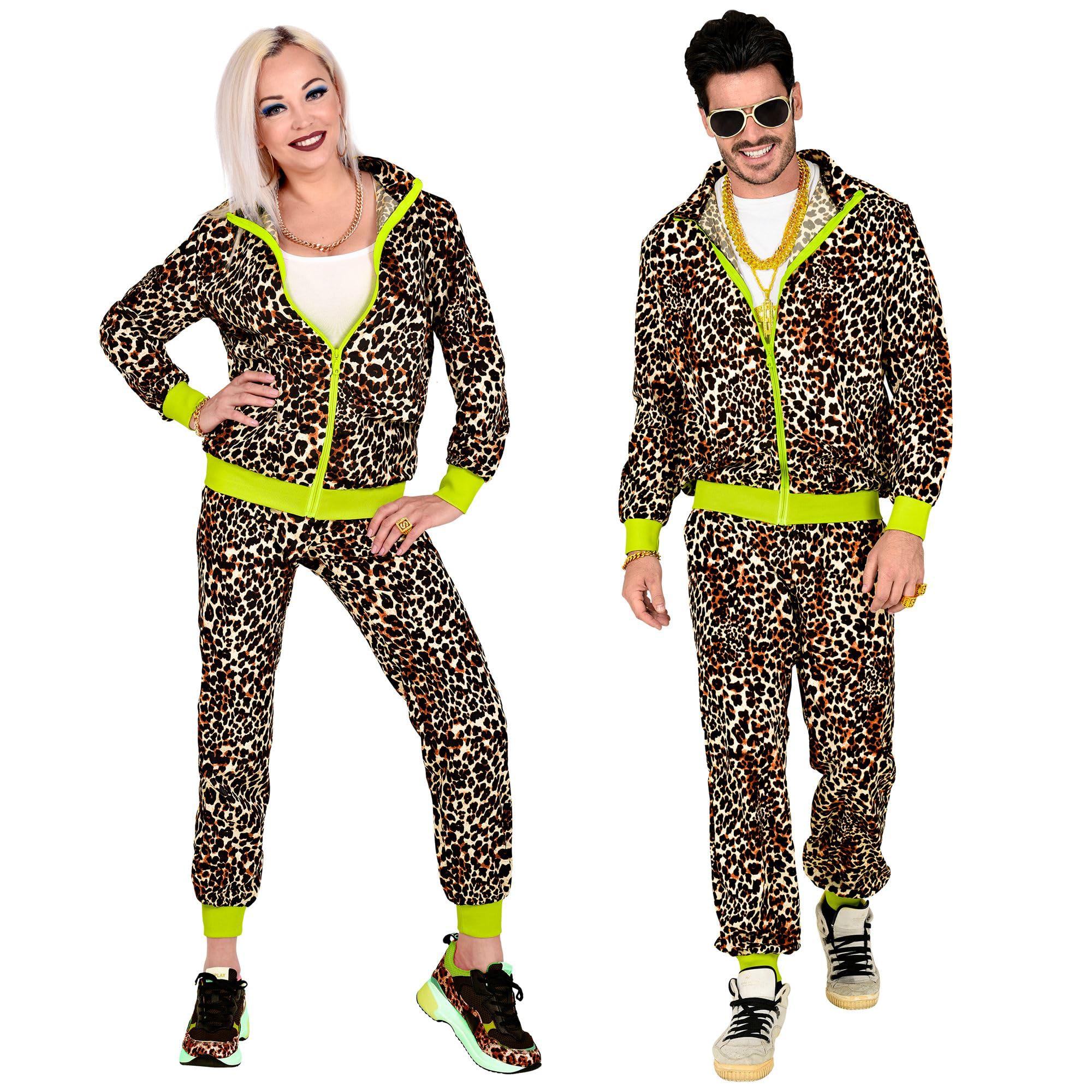 W WIDMANN MILANO Party Fashion - Leopard Costume Tracksuit, 80s Outfit, Jogging Suit, Bad Taste Outfit, Fancy Dress Costumes