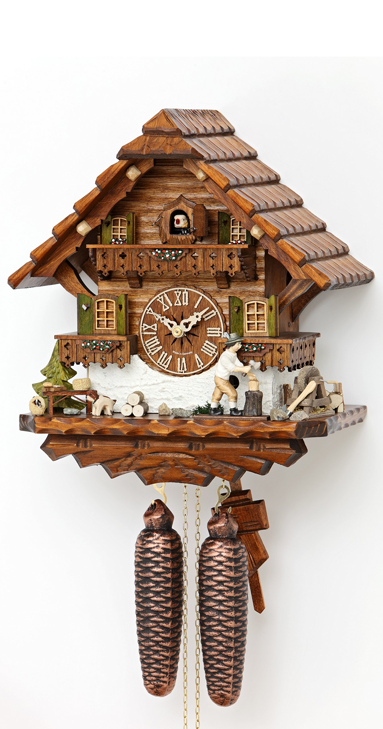 Kammerer Uhren Hekas Cuckoo Clock Black Forest house with moving wood chopper KA 885 EX