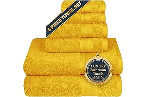 TRIDENT Soft & Plush 6-Piece Luxury Mustard Yellow Towel Set