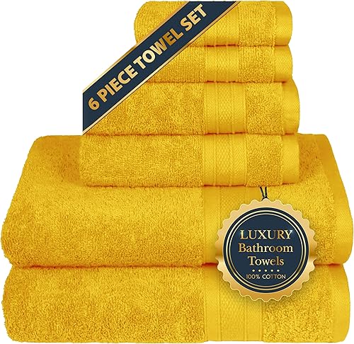 TRIDENT - Suave y afelpado, 100% algodón, altamente absorbente, toallas de baño, súper suaves, juego de 6 toallas (2 toallas de baño, 2 toallas de