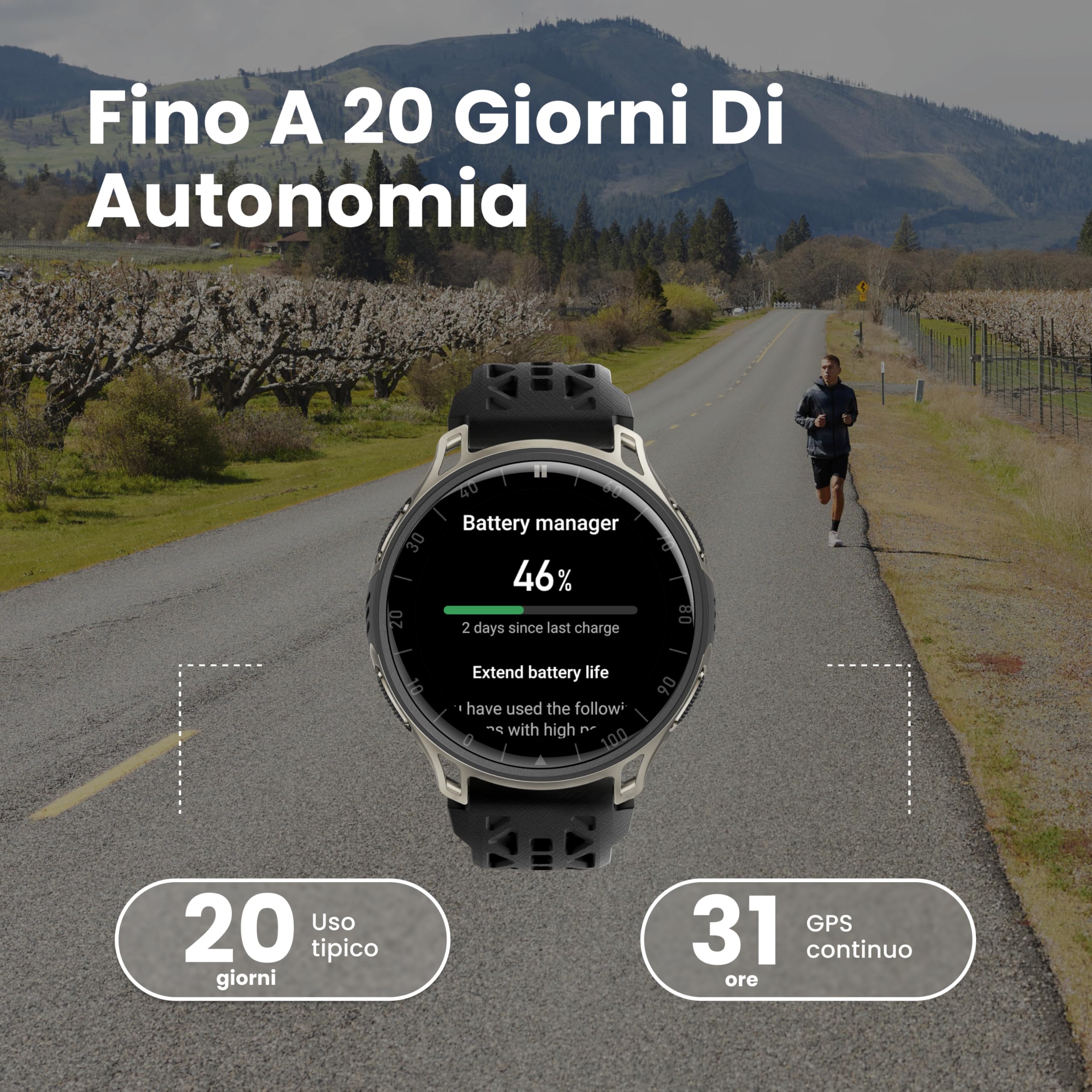 Amazfit Cheetah 2 Pro 48mm Smartwatch GPS per la Corsa, AMOLED da 1,32", Vetro Zaffiro, Cassa in Titanio, 32GB, Autonomia fino a 20 Giorni, 5 ATM, NFC, Torcia, Mappe Offline, 170+ Modalità Sportive