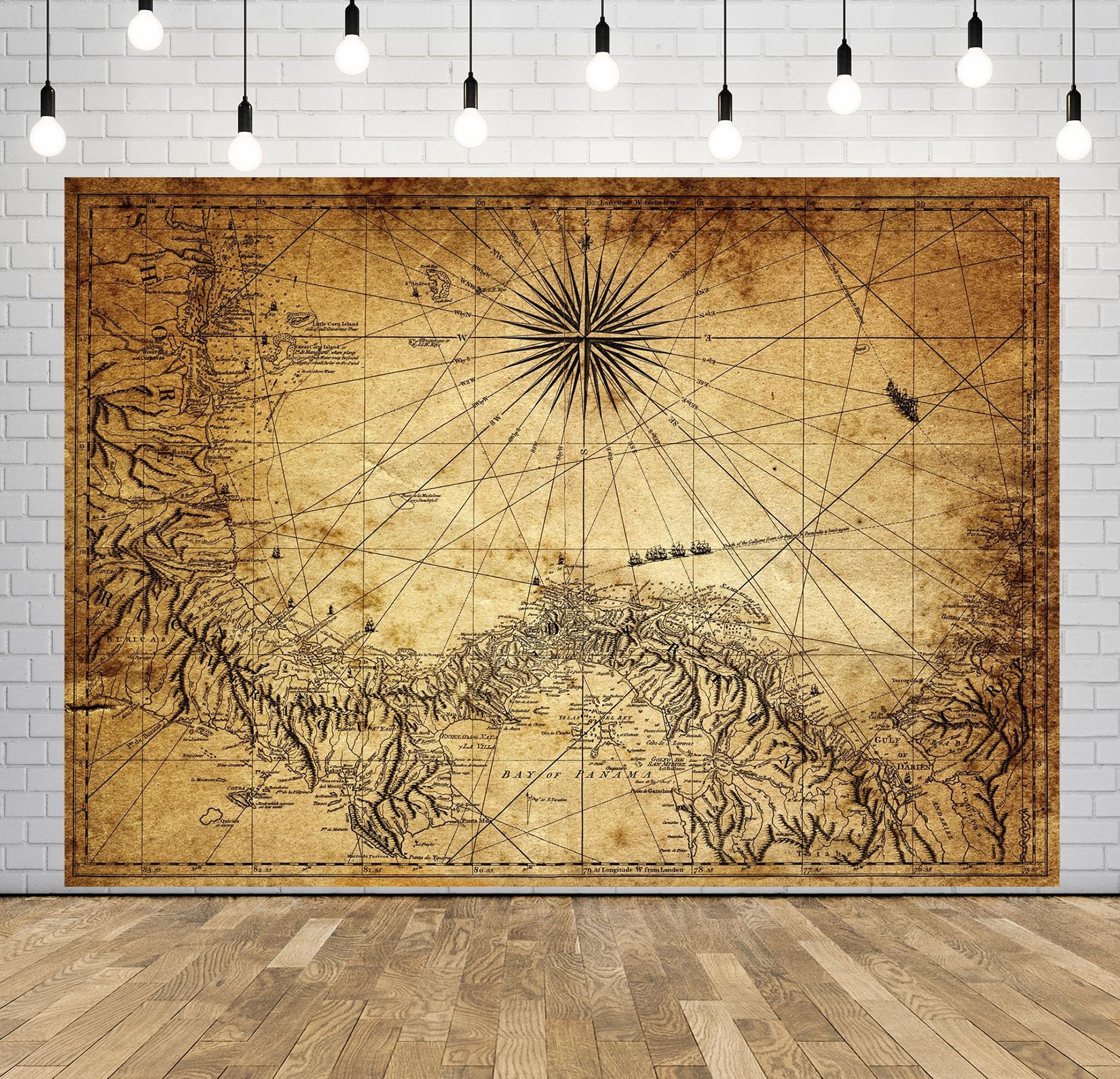 20x10FT (6x3m) Mappa Antica Di Isola Fantasy Sfondo Fotografico
