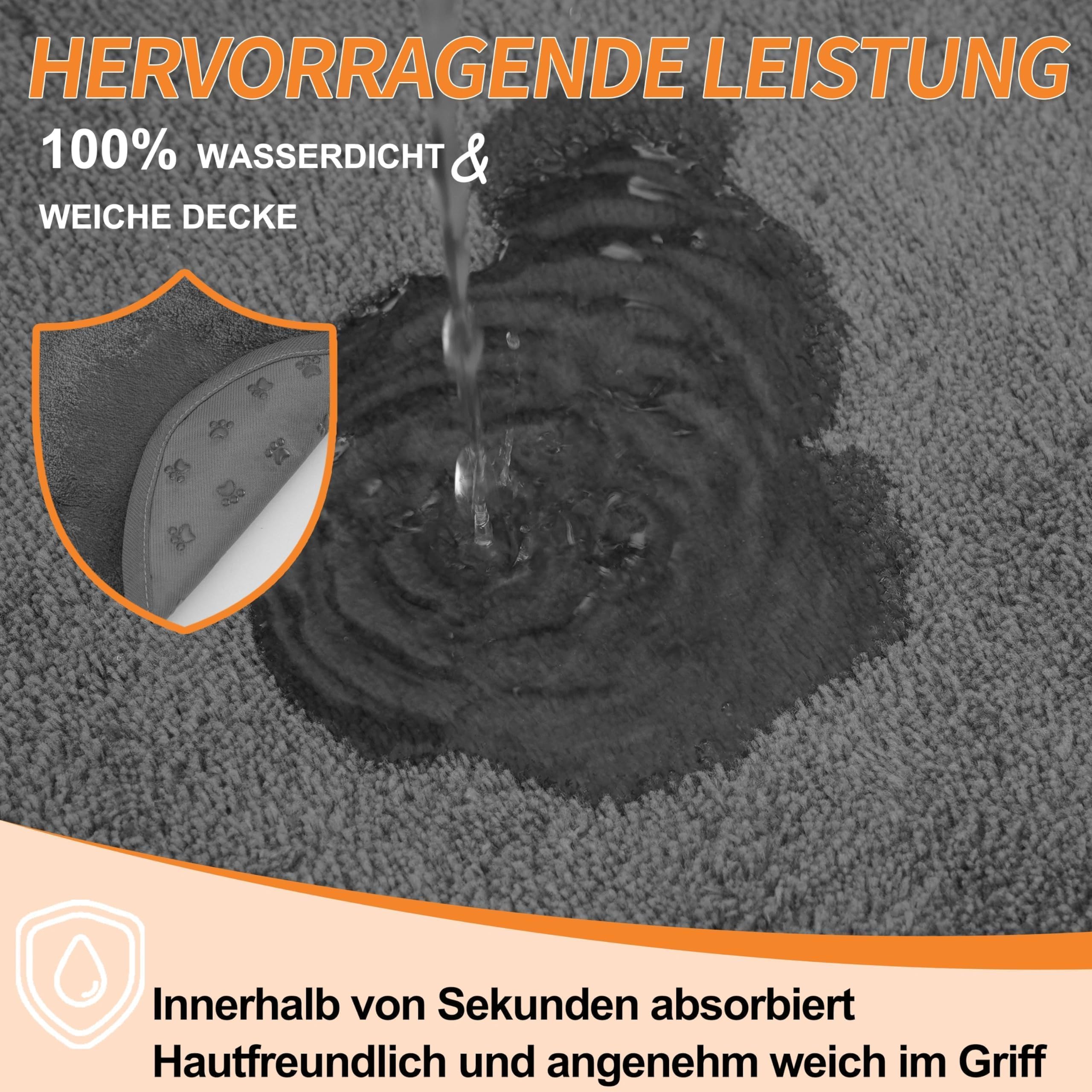 Bunlitent Waschbare Hundepads 165x122 cm 3er Set, Waschbare Haustier-Urinunterlage Schnell Absorbierend, Wasserdicht für Welpen & Inkontinente Hunde, Stubenreinheit & Training, Grau