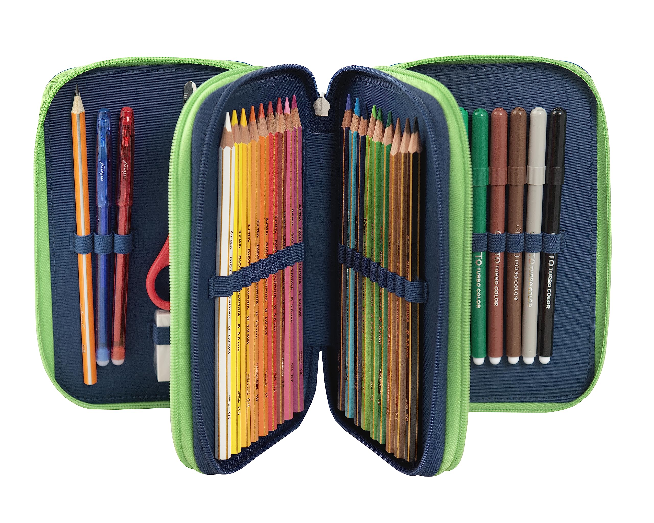 MINECRAFT - Astuccio 3 Scomparti Bambina e Bambino con Cancelleria Scuola Integrata e Vani Portapenne + Penna Cancellabile - Astuccio Scuola Organizer Grande, Blu - 20x12Hx7