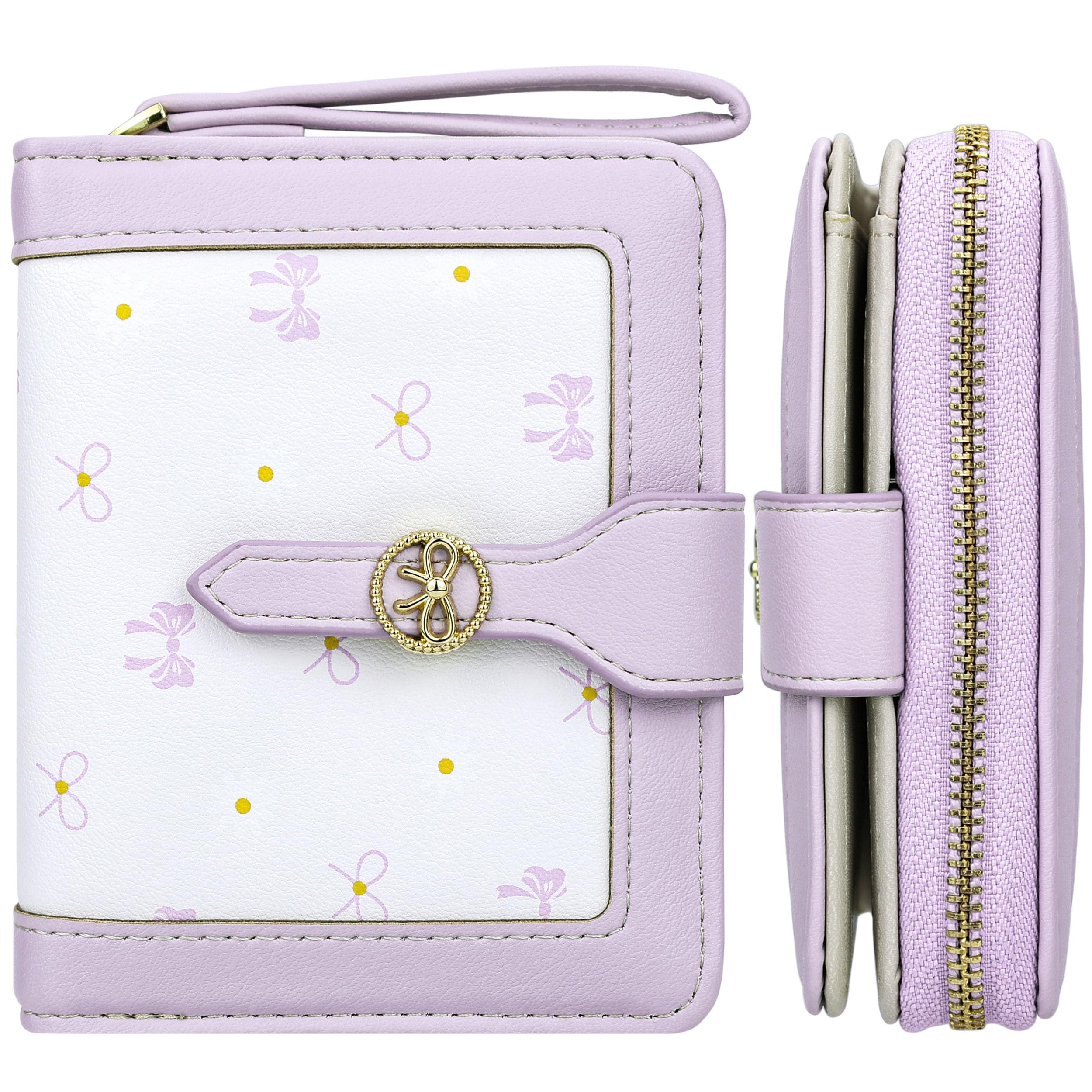 Farcauo Womens Wallet Cute Small Wallets for Women Purple Coquette Bow Women's Wallet Kawaii Card Wallets for Women Ladies Bow Stuff