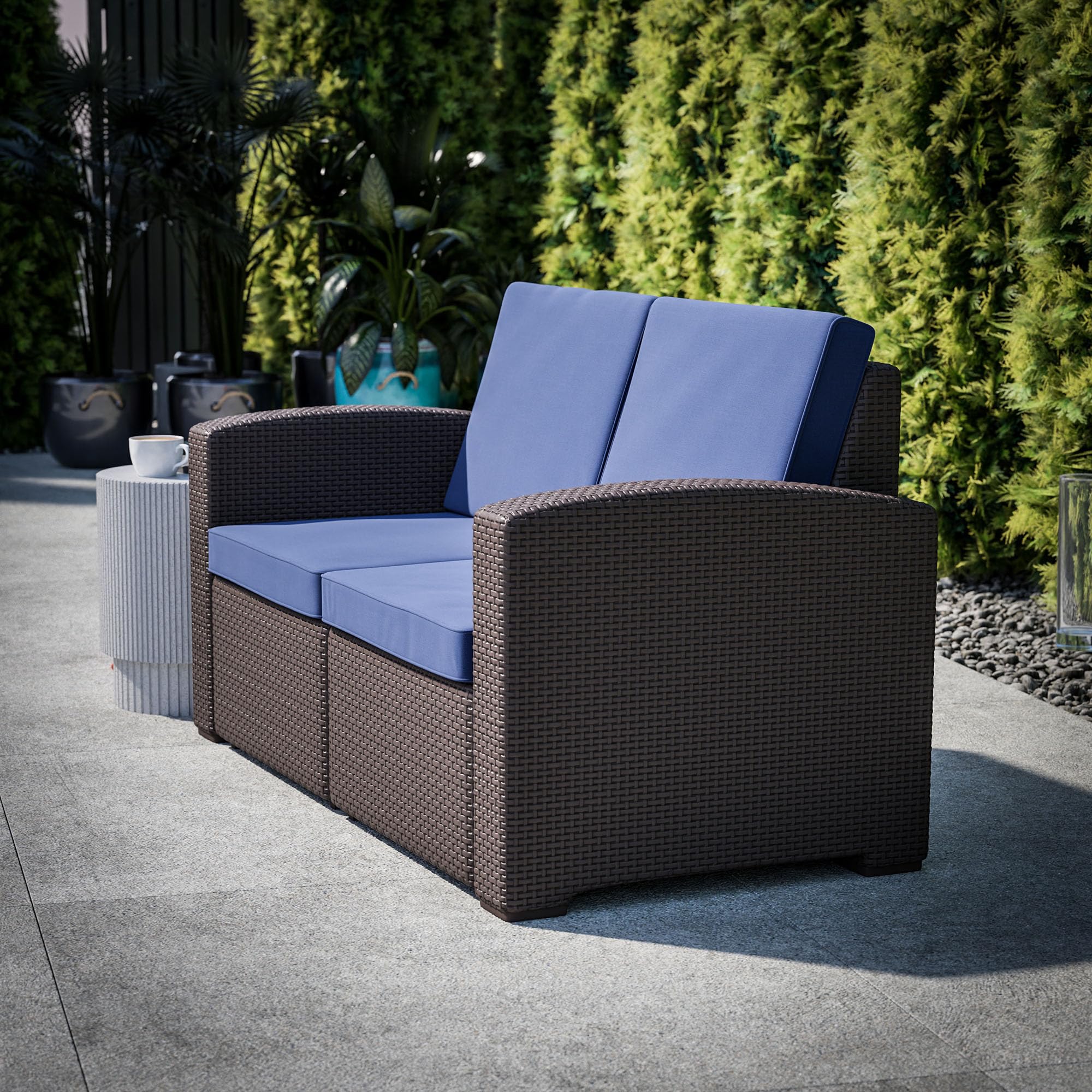 Seneca Faux Rattan Chair with All-Weather Cushion