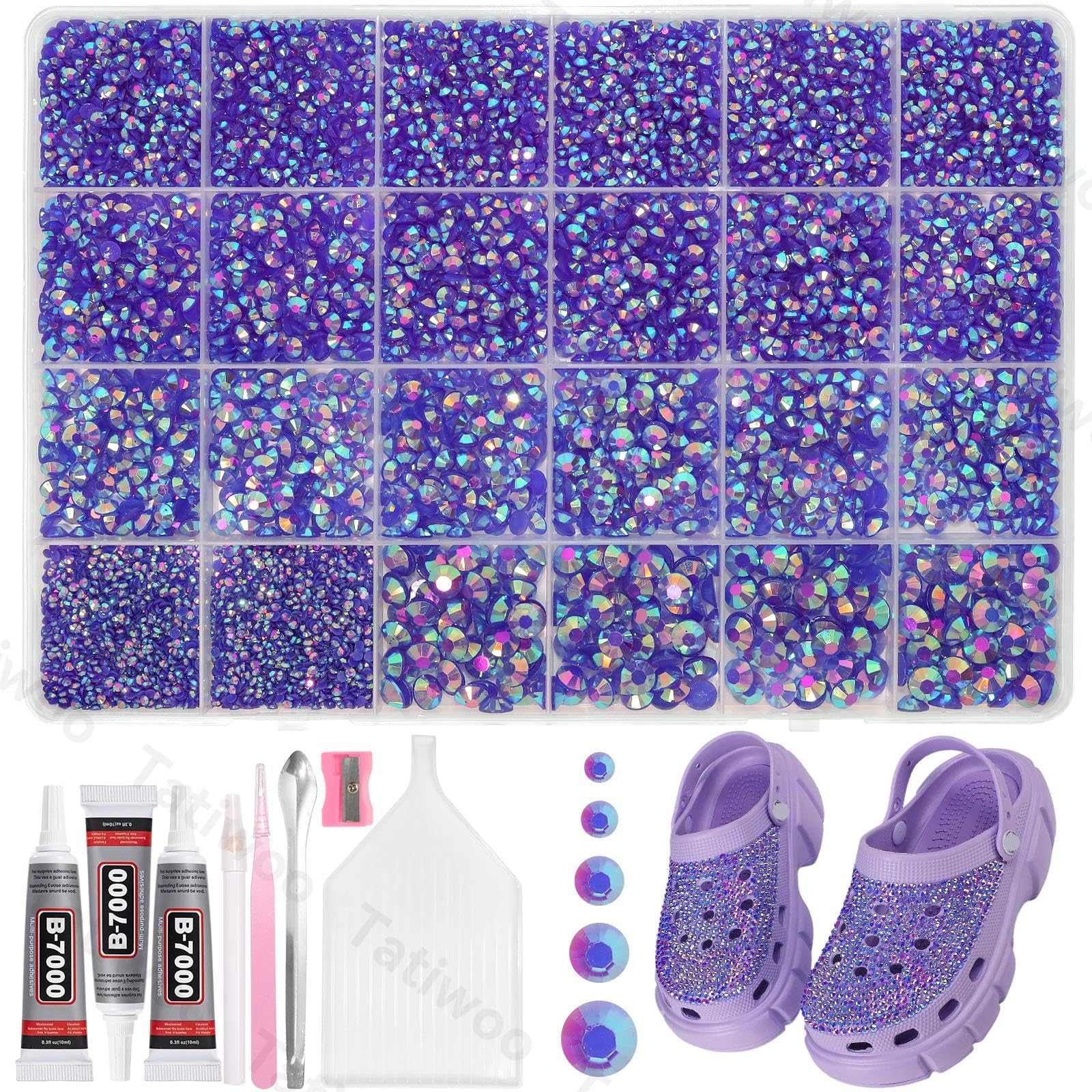 Photo 1 of 20000Pcs Purple AB Flatback Jelly Resin Rhinestones for Bedazzling, Mix Sizes Crystal Rhinestones Gems, Purple AB Gems Bedazzling for Crafting for DIY Face Makeup Crafts Tumblers