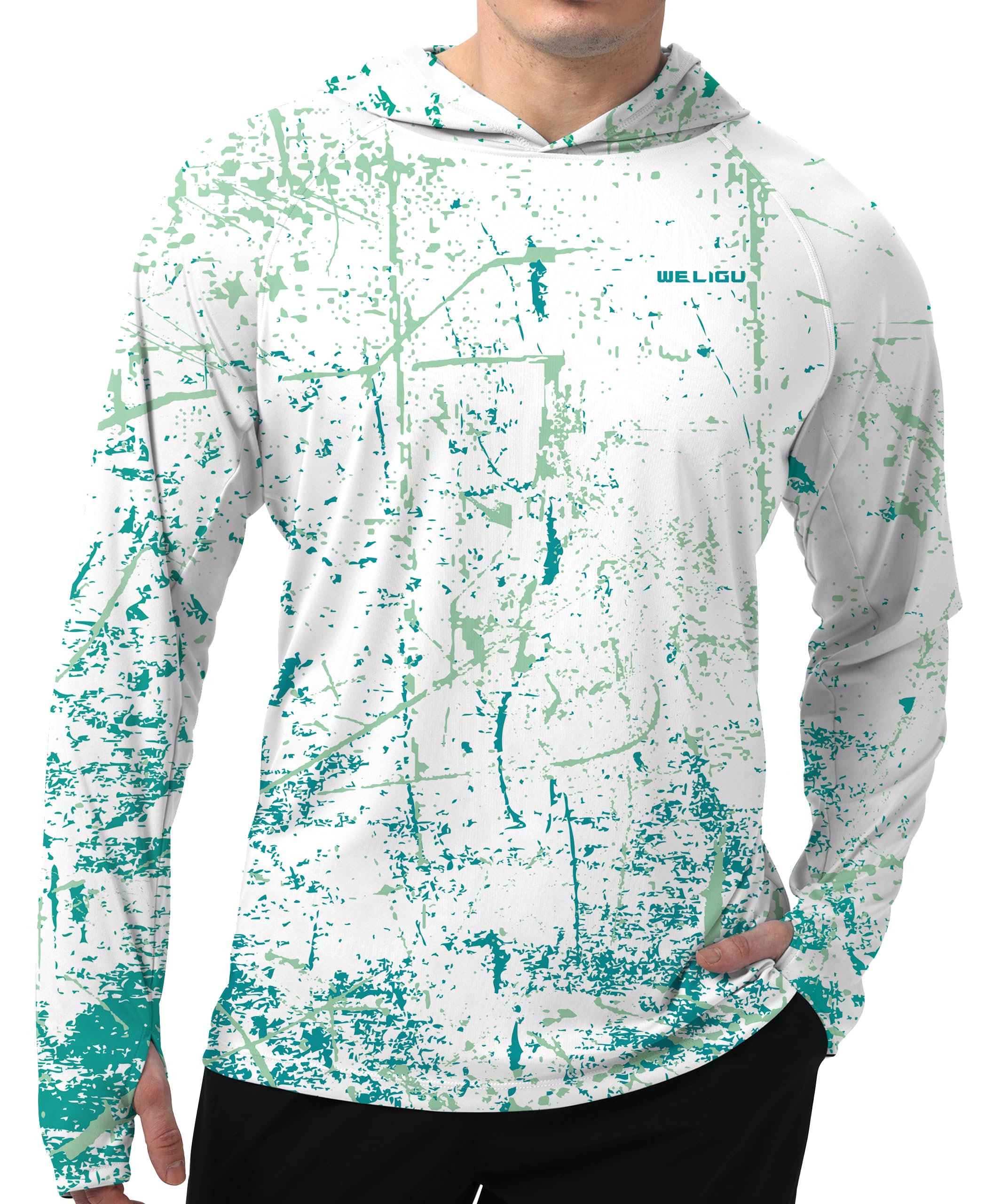 Men's UPF 50+ Sun Protection Hoodie Shirt Long Sleeve SPF Fishing Outdoor UV Hiking Lightweight Shirts