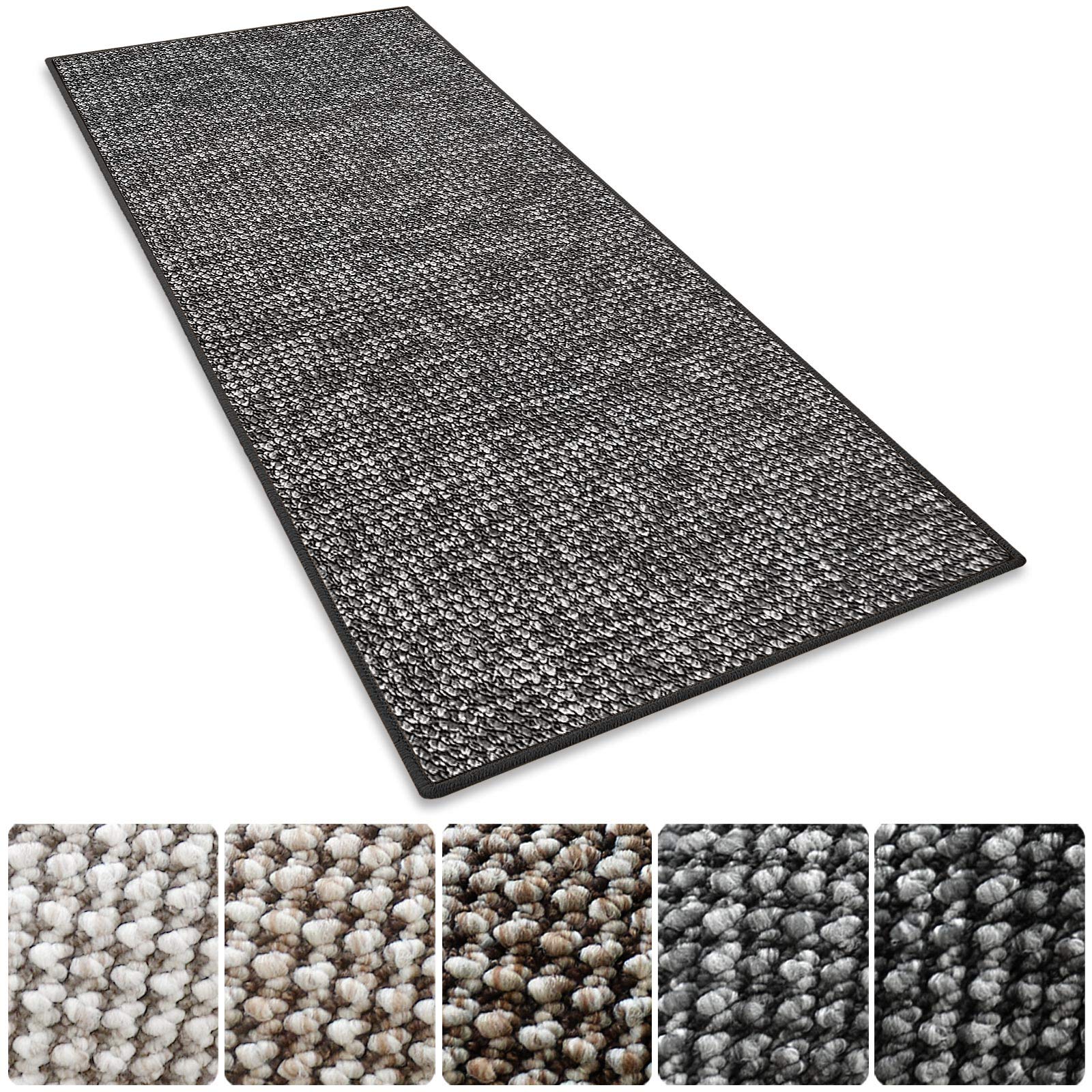 casa pura Tapis de Couloir - Tapis de Passage Doux et Résistant | Tapis pour Cuisine, Salon, entrée | Nombreuses Tailles et Couleurs au Choix | Grandeur (Anthracite 80x350 cm)