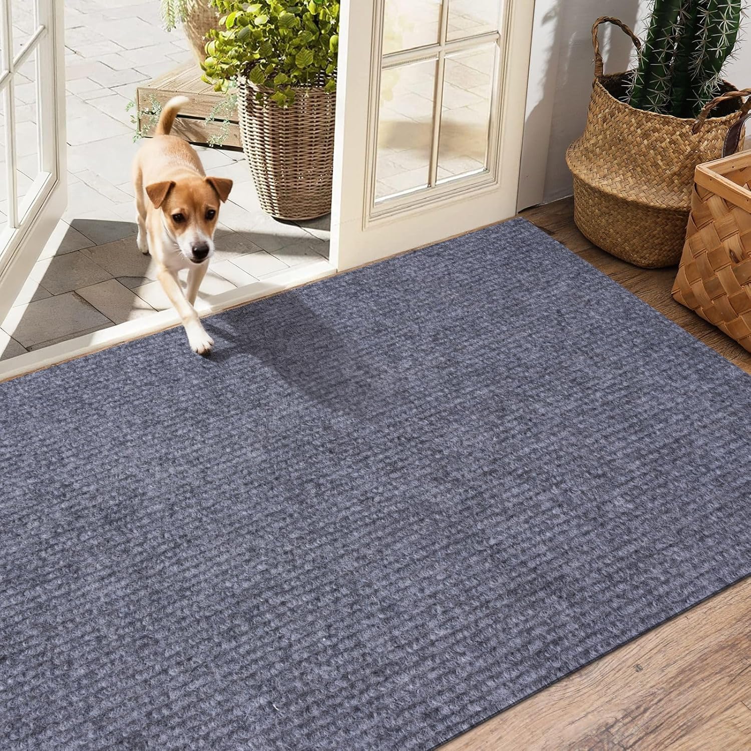 Outdoor Runner Rug 3 ft x 10 ft for Hallway with TPR Backing, Gray Fine Stripes Non-Slip Indoor Runner Rugs Suitable for Balcony, Kitchen, Patio, Garage, Deck, Stair and Entryway Areas - Image 6