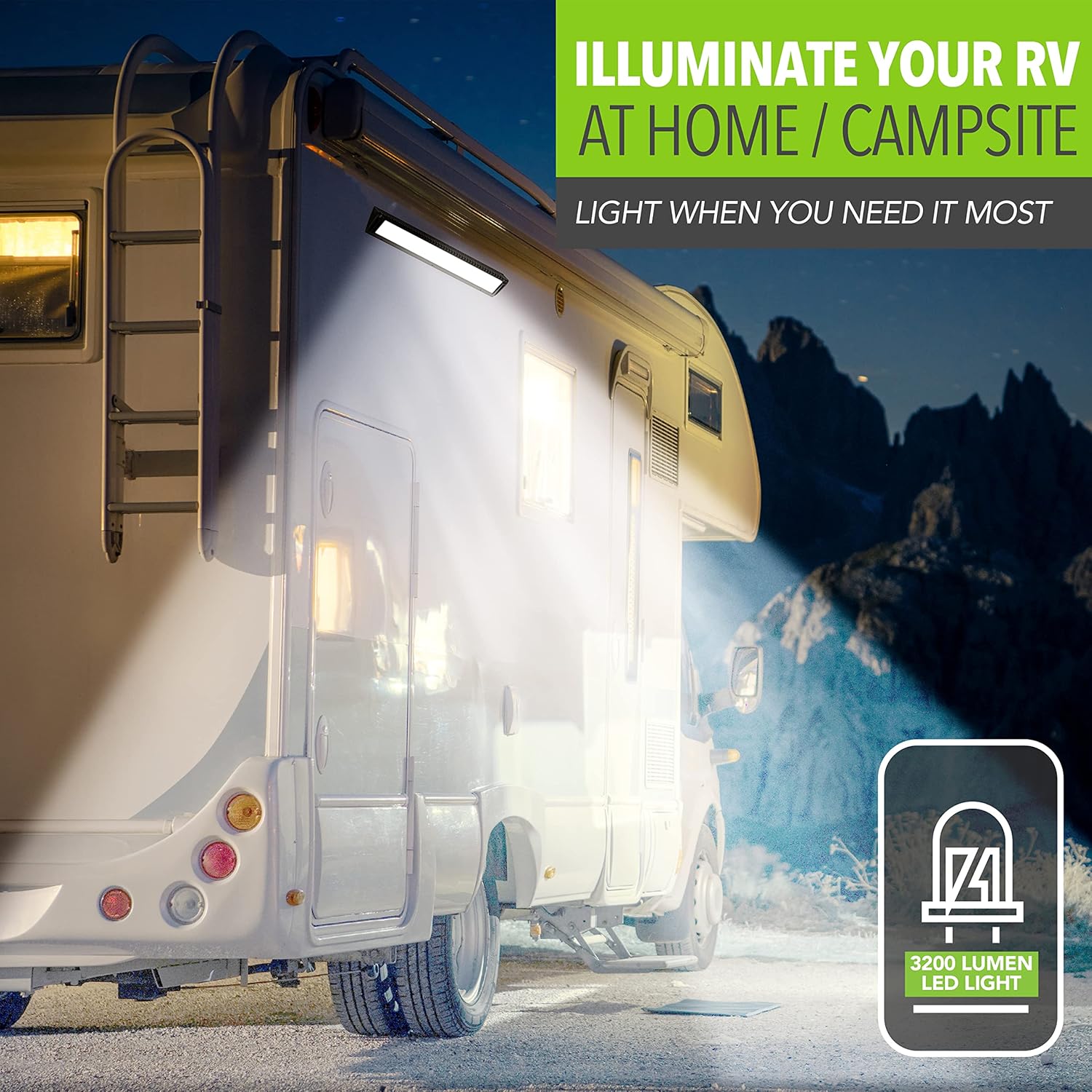Leisure LED RV Exterior Porch Utility Light - 12v 3200 Lumen 17.7" Lighting Fixture. Replacement Lighting for RVs, Trailers, Campers, 5th Wheels (Black)