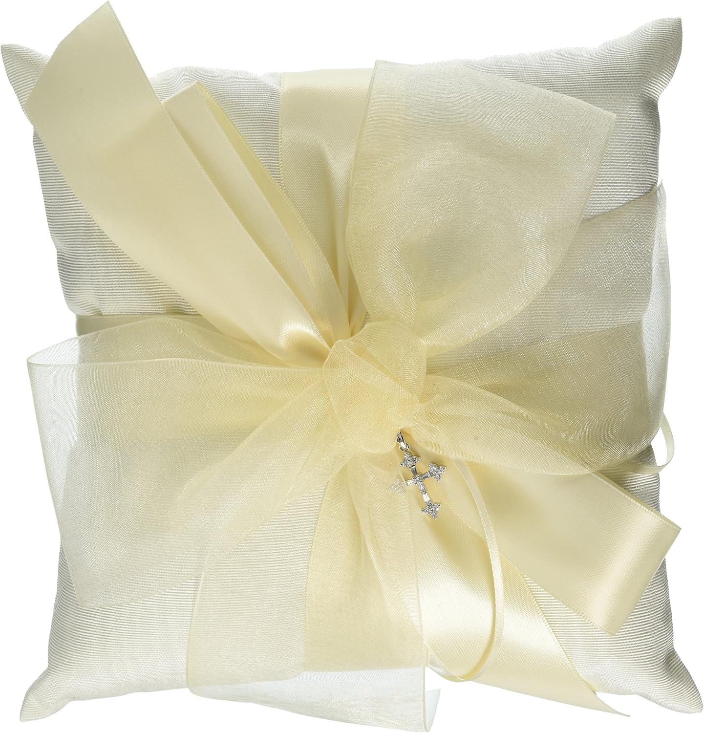 Beverly Clark Collection Grace, Ring Bearer Pillow with Crystal Cross, Ivory