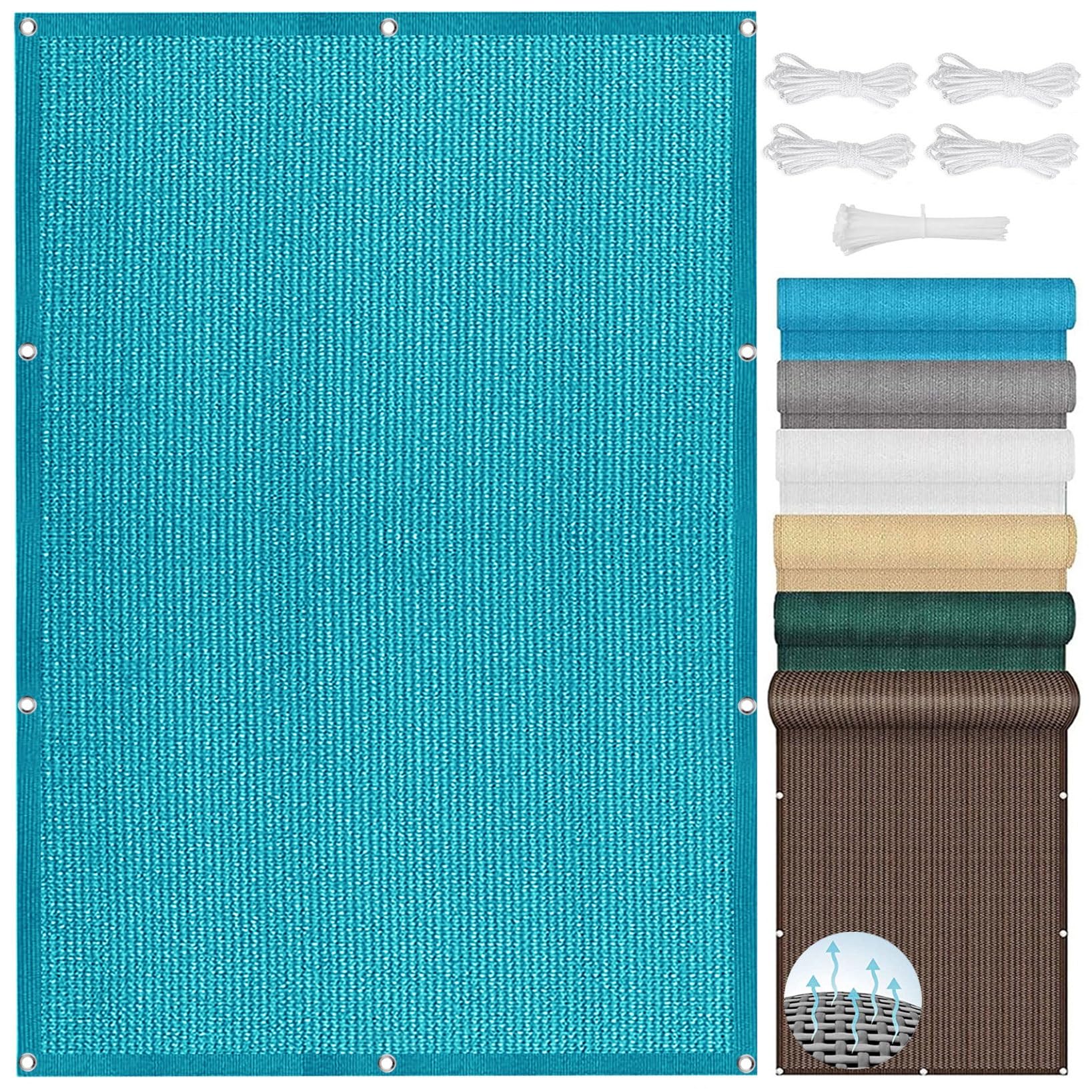 Voile d'ombrage rectangulaire 1.6x3m bleu ciel avec oeillets pour pergola et jardin