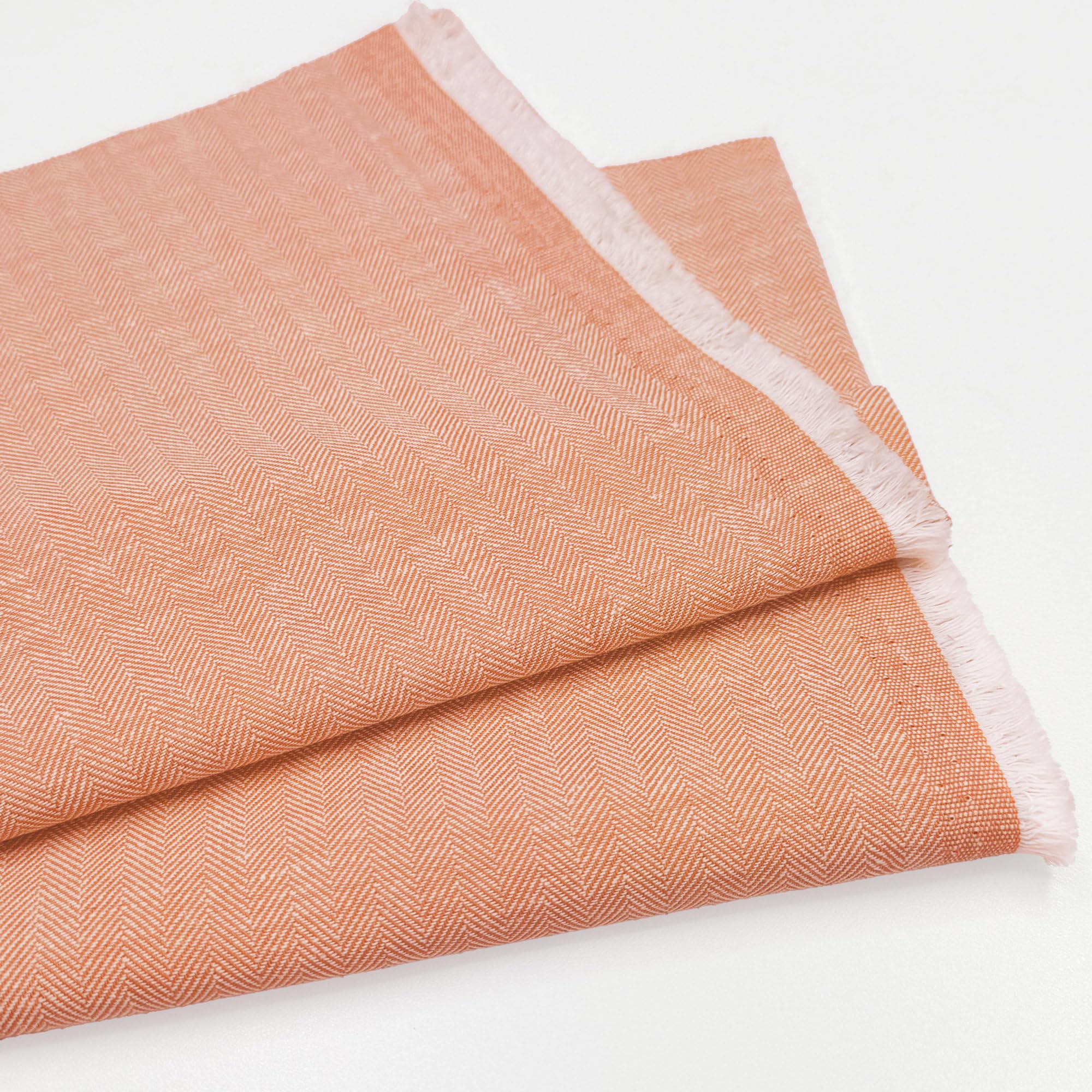 Discover Lifestyle & Fashion Fabrics Peach Herringbone Zig Zag Linen Cotton Blend Fabric – Soft Dressmaking, Upholstery, Curtains, Cushions & Craft Textile | 58" (147 Cm) Wide (Per Metre, )