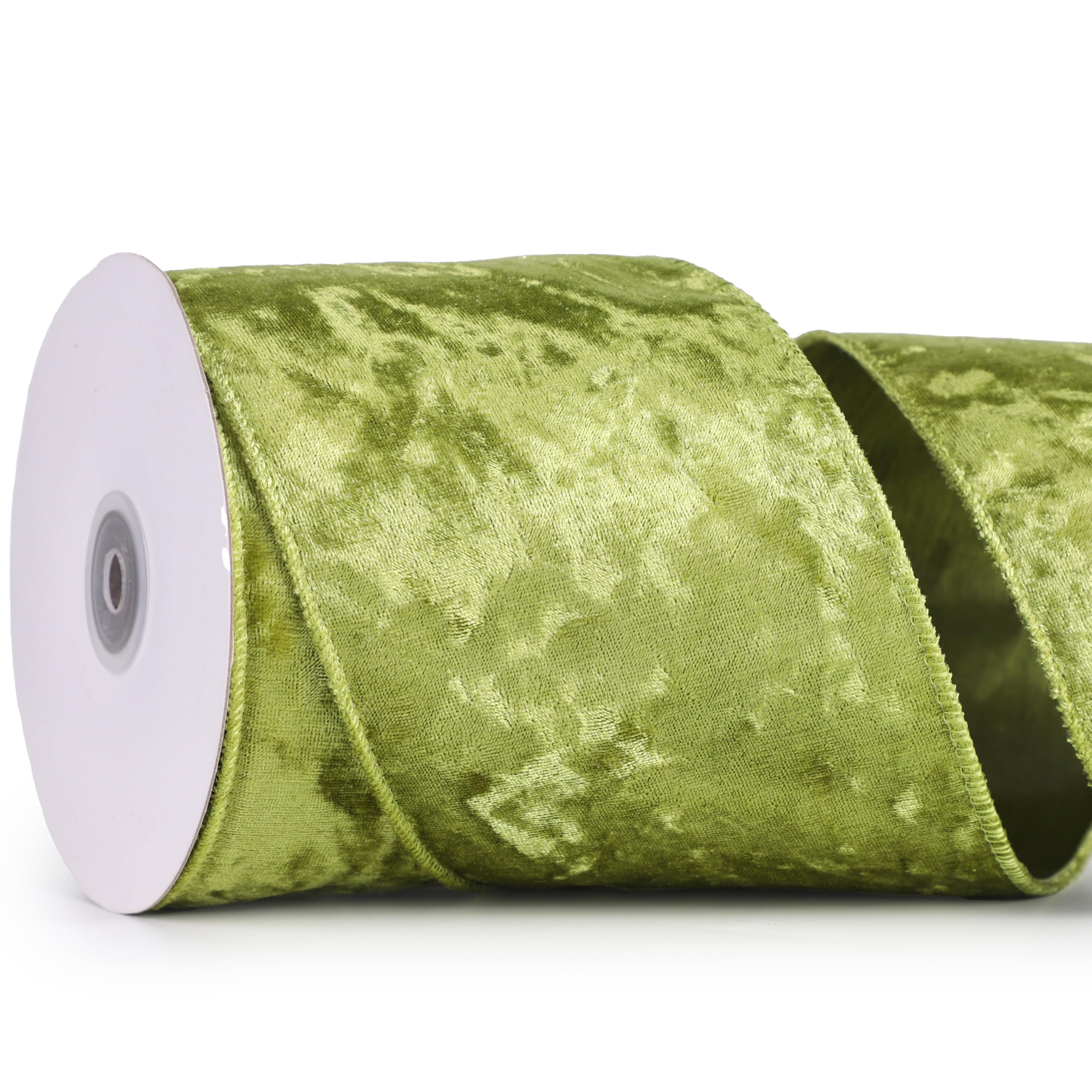 Amazon.com: MAYREEL 4 Inch Moss Green Crushed Velvet Ribbon Wired