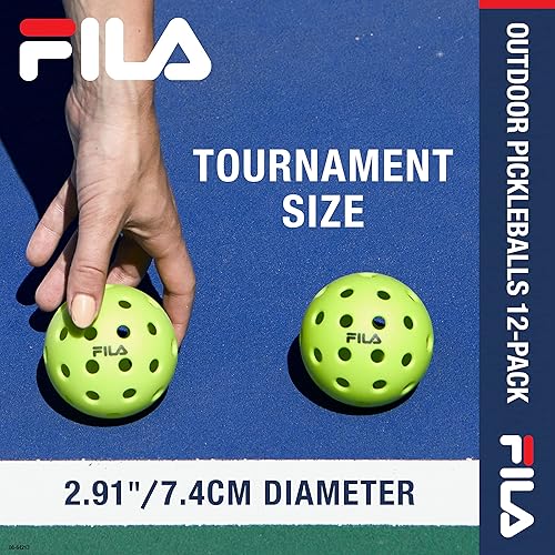 Miniatura 4 de FILA Accessories Bolas de pickleball para exteriores, juego de pickleball, tamaño reglamentario para exteriores con 40 agujeros (verde lima),