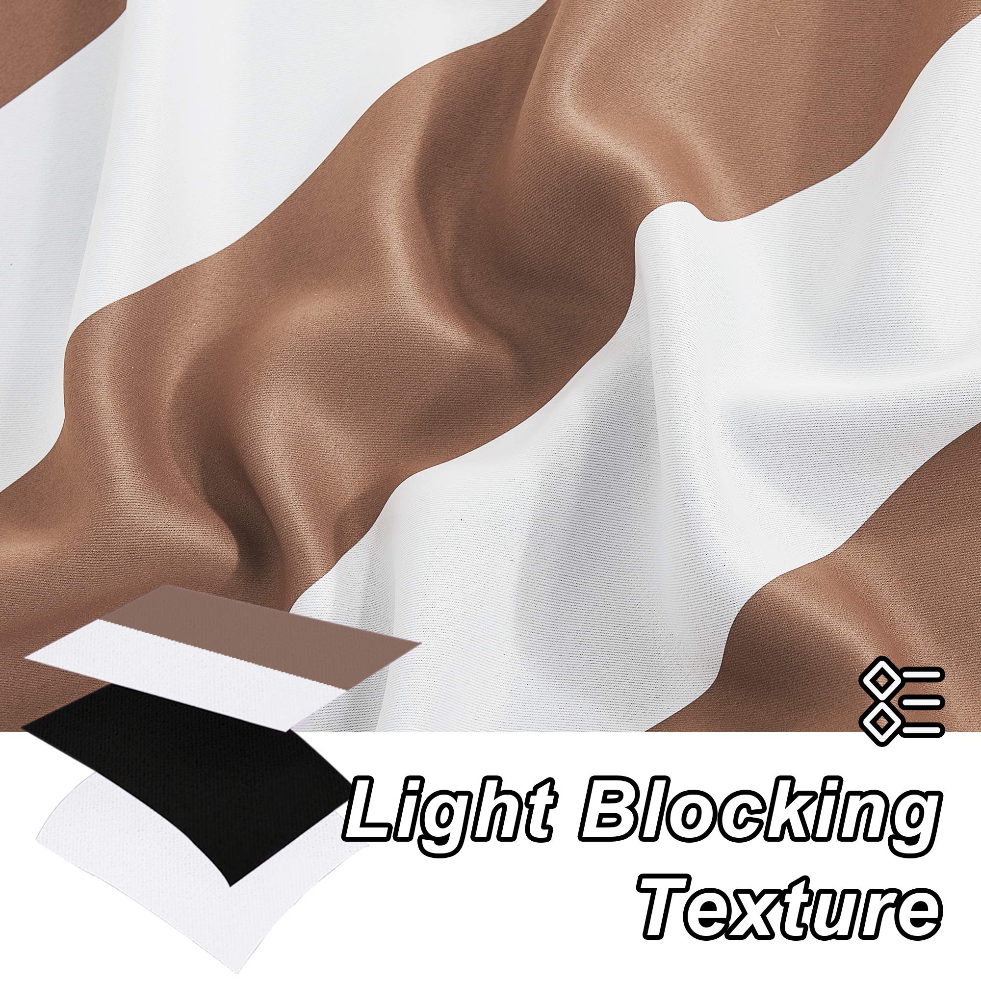 NICETOWN Room Darkening Curtains Stripe Pattern Stainless Steel Grommets Light Brown & White Stripe Thermal Insulated Blackout Curtains Waterproof for Nursery 2 Panels W52 x L95 - Image 4