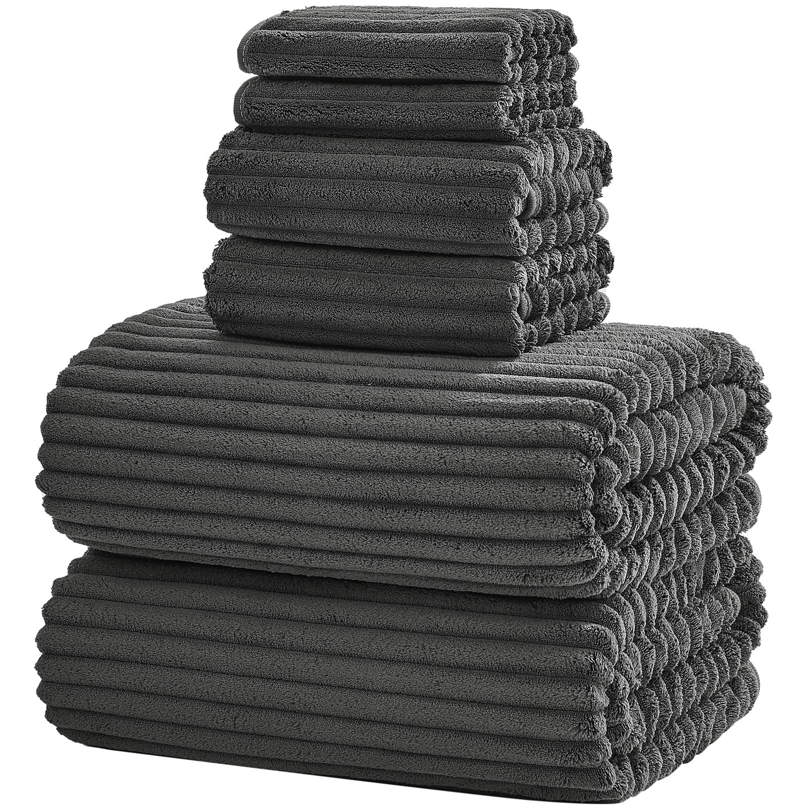 NALIVO 6-Piece Bath Towel Set(30"x60"), 2 Large Bath Towel Sheets, 2 Hand Towels and 2 Washcloths - Highly Absorbent Quick Dry Microfiber,Ultra Soft