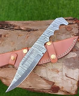 12 Inches Blank Blades, Bowie Skinner' HUNTING KNIVES MAKING' FULL TANG BLADE - Damascus Steel - Blade With Leather Sheath Cover' Fix Guard- Razor Sharpe - Unique Blades