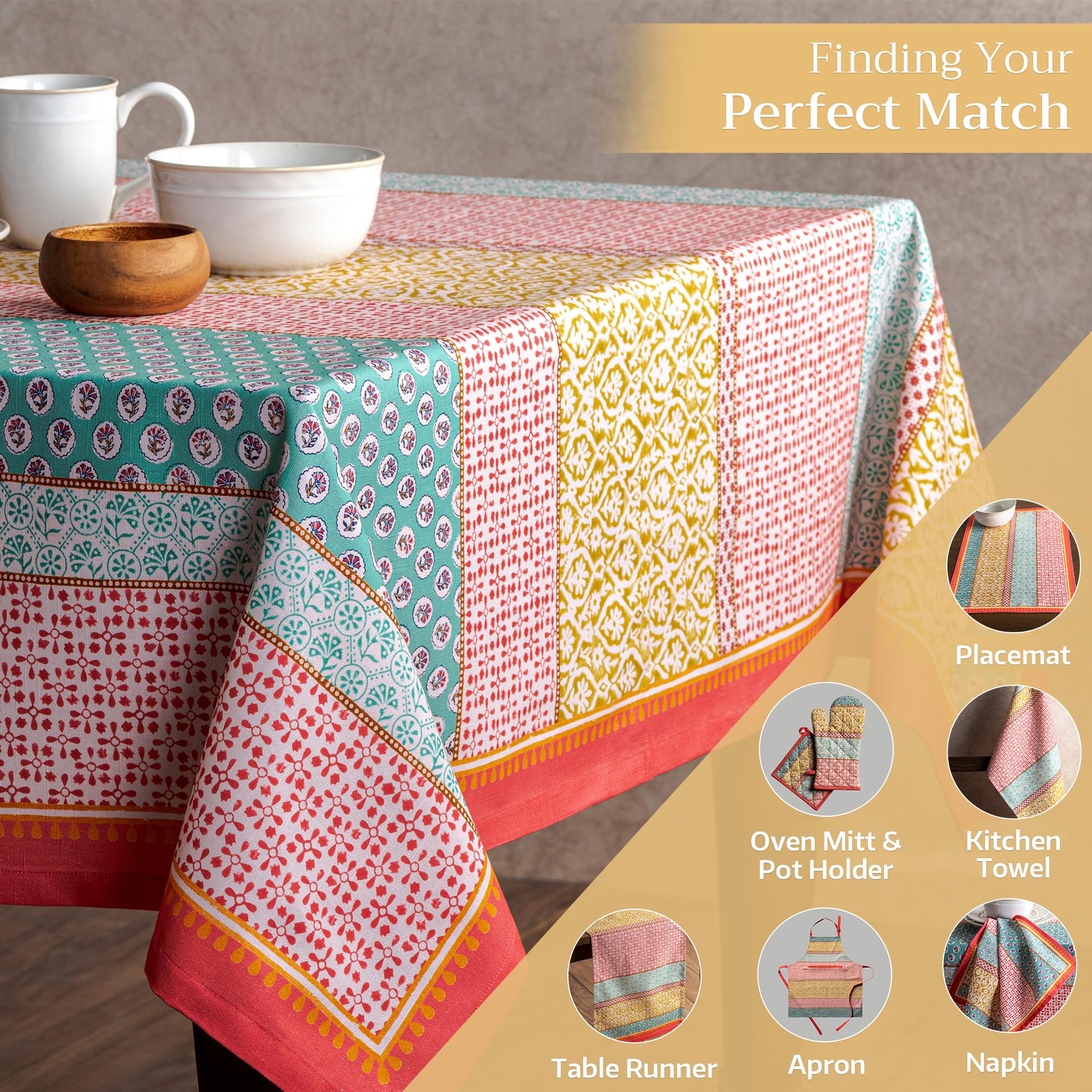 Maison d' Hermine Provence 100% algodón Mantel de Pascua para comedor de cocina | Mesa | Decoración | Fiestas | Bodas | Primavera/Verano (Cuadrado, 137 cm x 137 cm) | Reutilizable, para uso diario, para comer, fiestas, festivas y primavera y verano - Prov