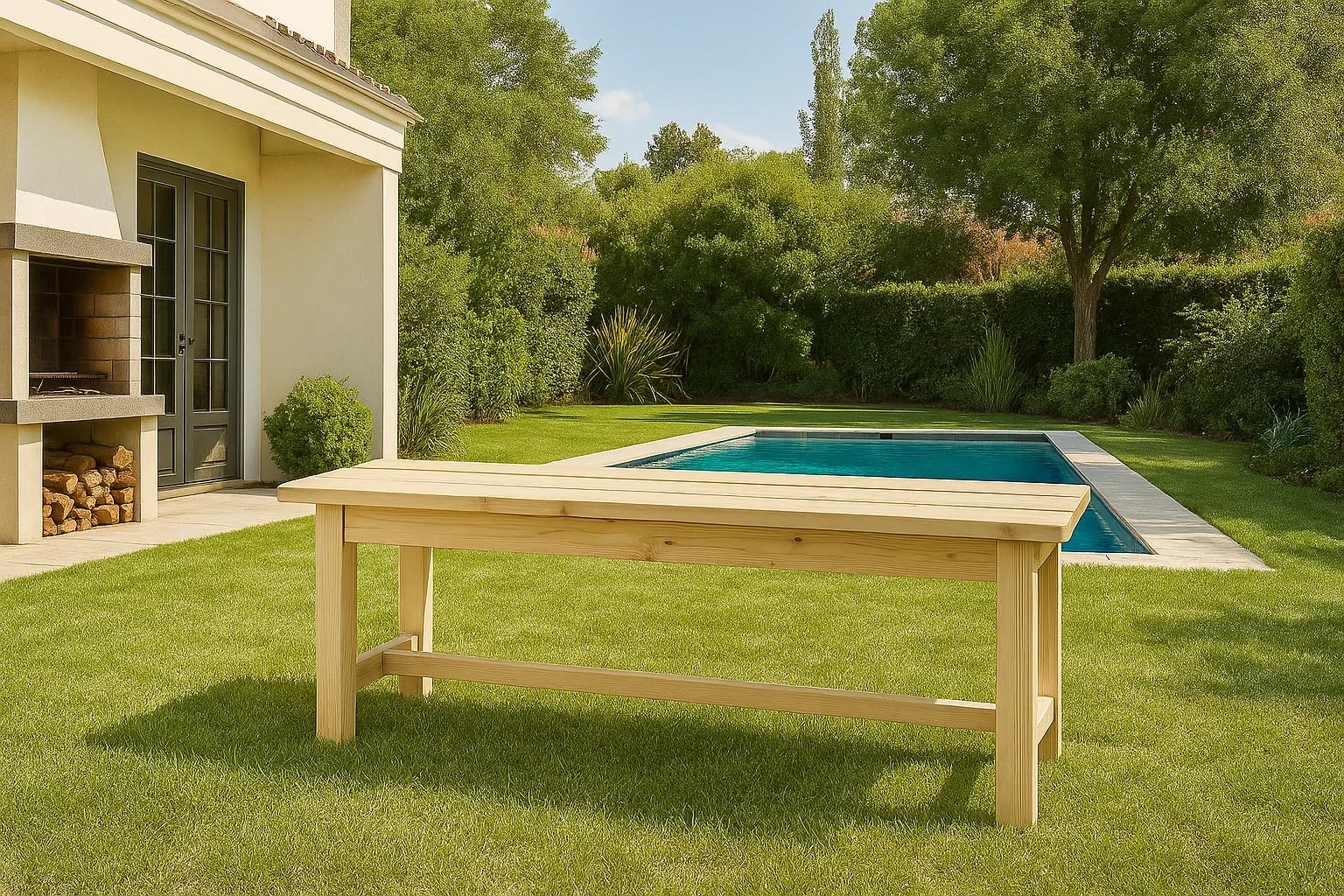 Spacio Norrköping EKO – Banco de Madera de Pino para Jardines, Terrazas, Campos de Fútbol o Pádel, Gimnasios y Vestuarios – Estilo Eco de Uso Profesional o Doméstico (Barniz Aceite, 100cm)