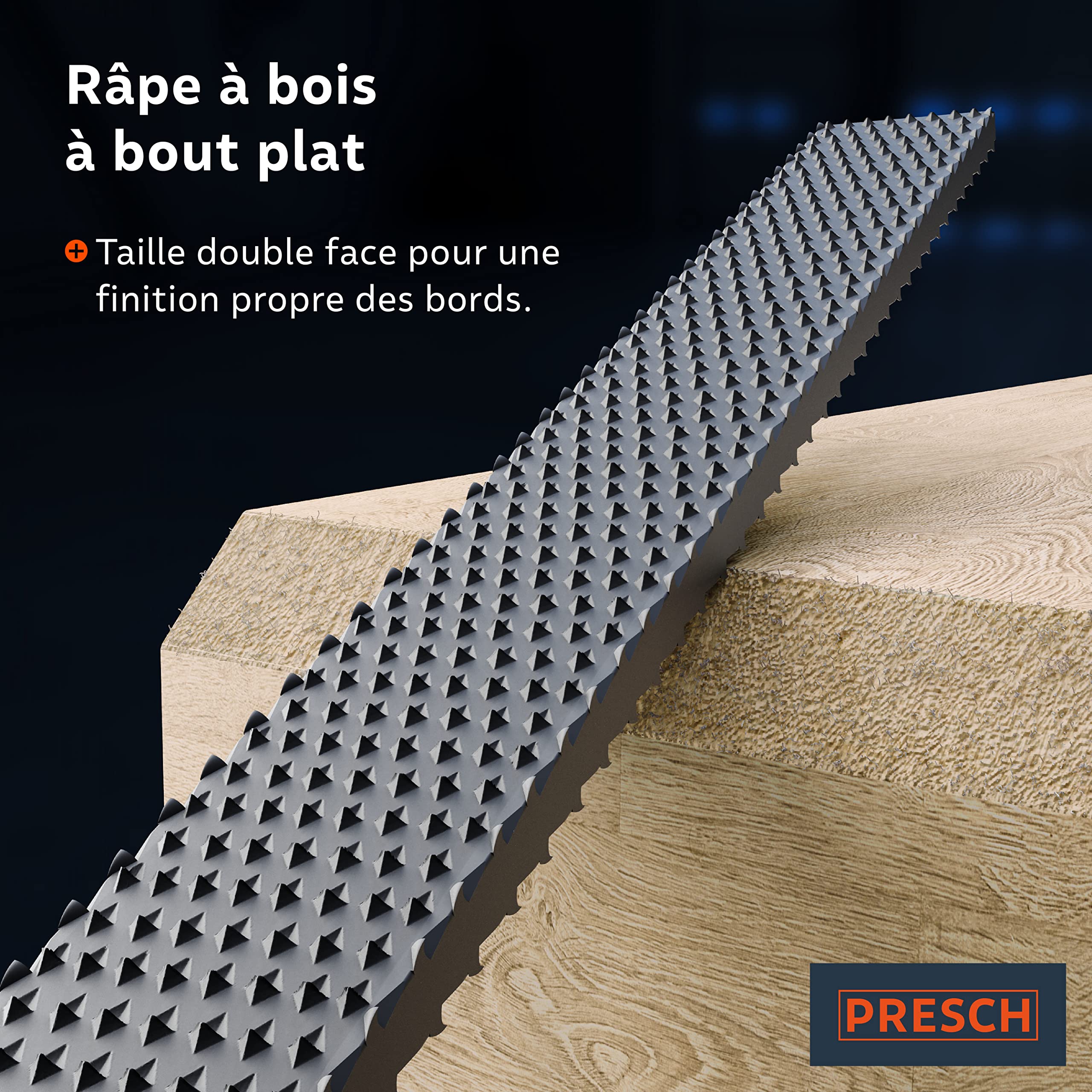 Presch Set de 3 râpes à bois avec sacoche - Set de râpes H2 de haute qualité comprenant une râpe à bout plat, une râpe demi-ronde et une râpe ronde - Râpe à bois