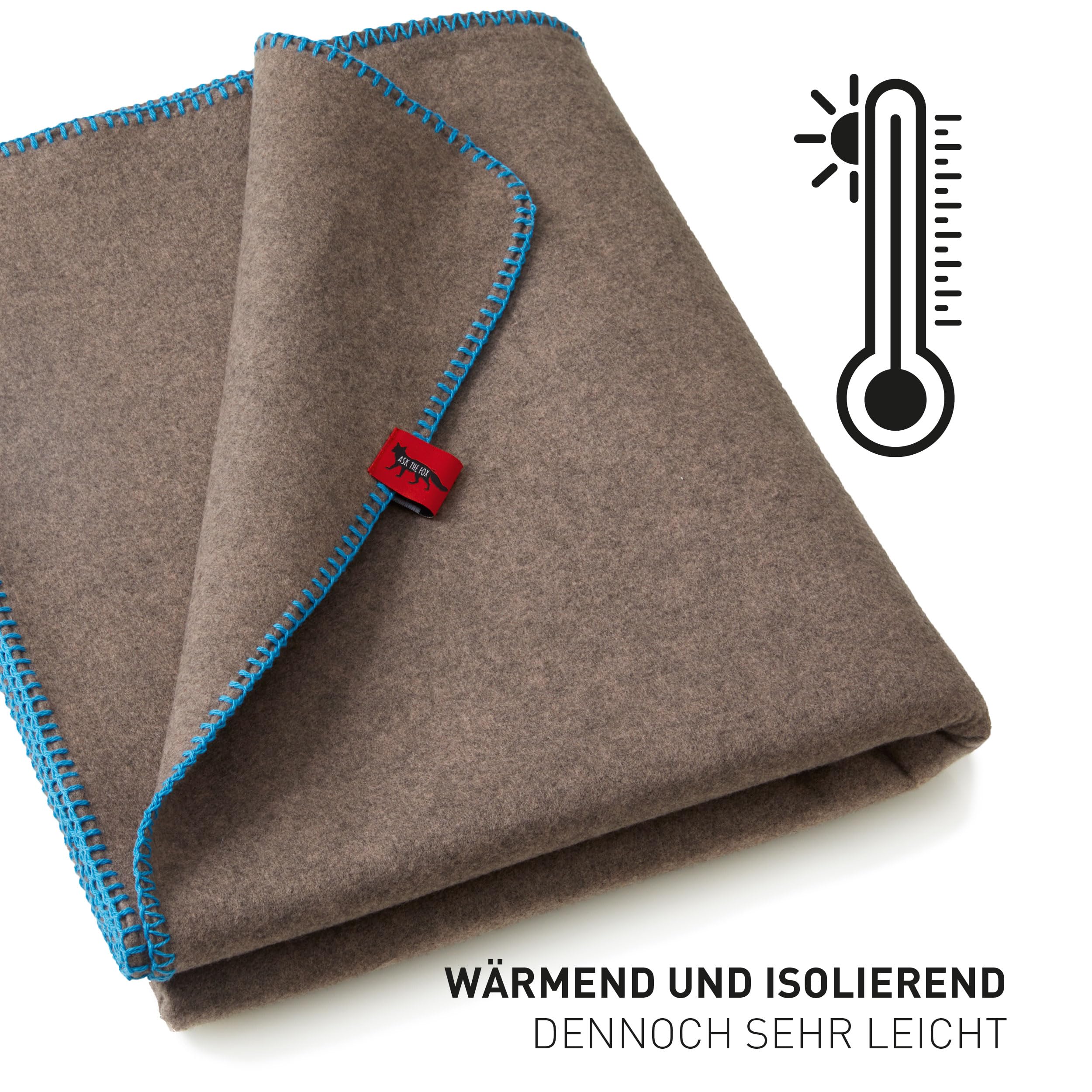 Cosy Fox | Multifunktionale Premium Feuerschutz- und Feuerlöschdecke mit Kuschelfaktor - Erstmaßnahme gegen Entstehungsbrände | 160x200cm (Grey-Bright Blue)