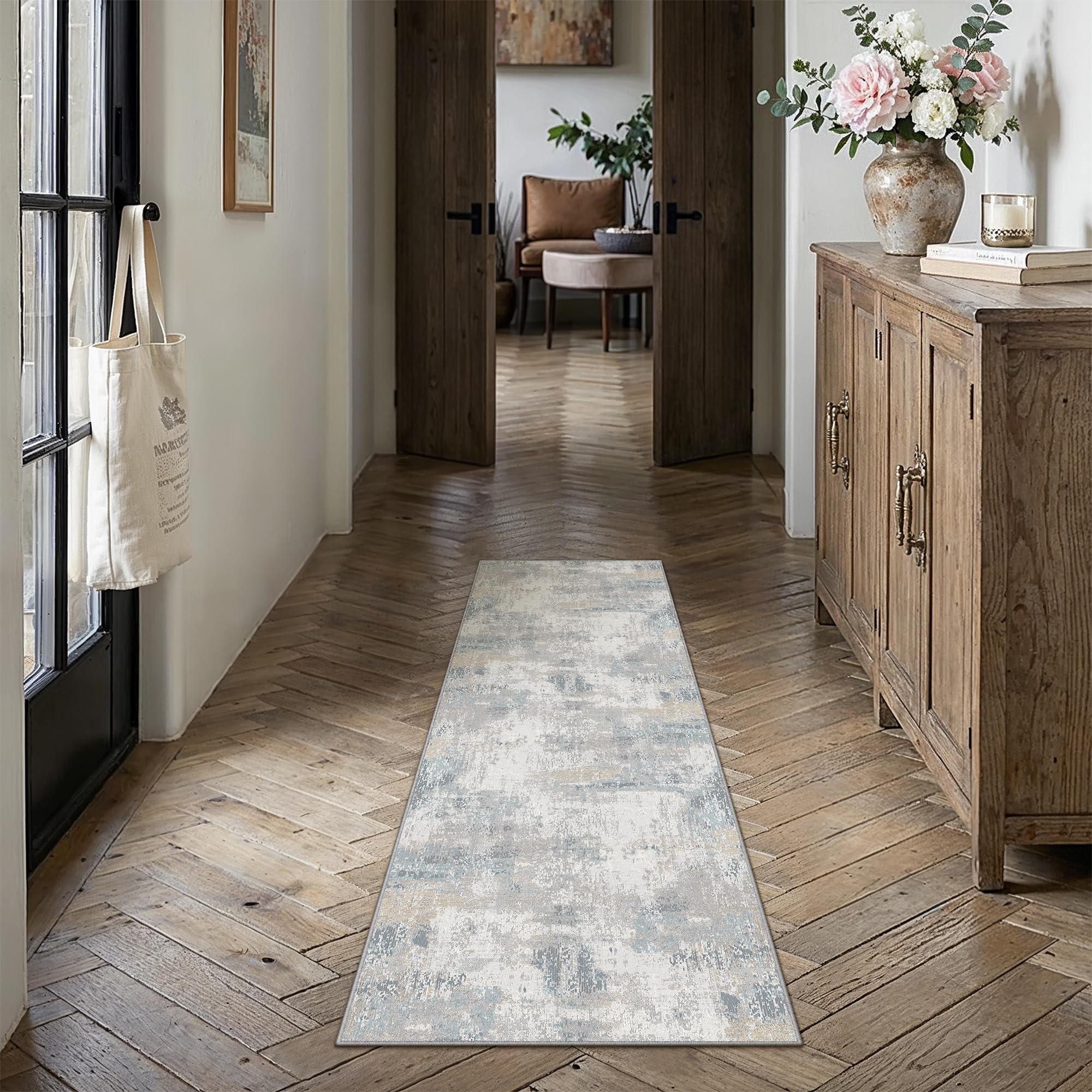 PureCozy Hallway Runner Rug 60x180cm Blue Washable