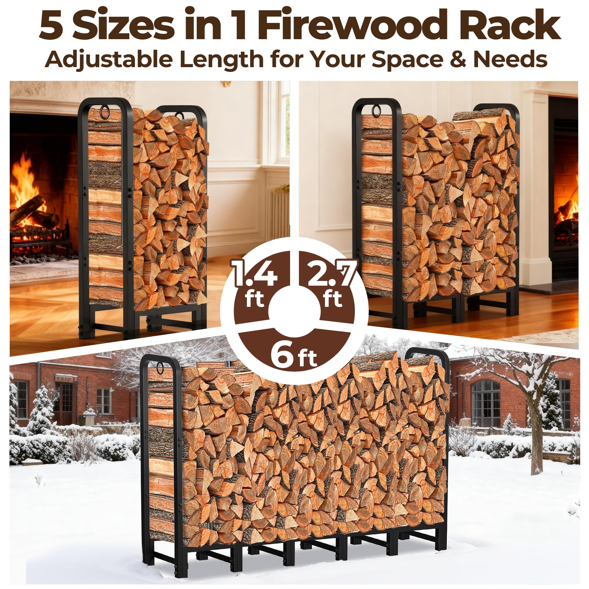 Snapklik.com : Amagabeli 6ft Firewood Rack Outdoor Heavy Duty Fire Wood ...