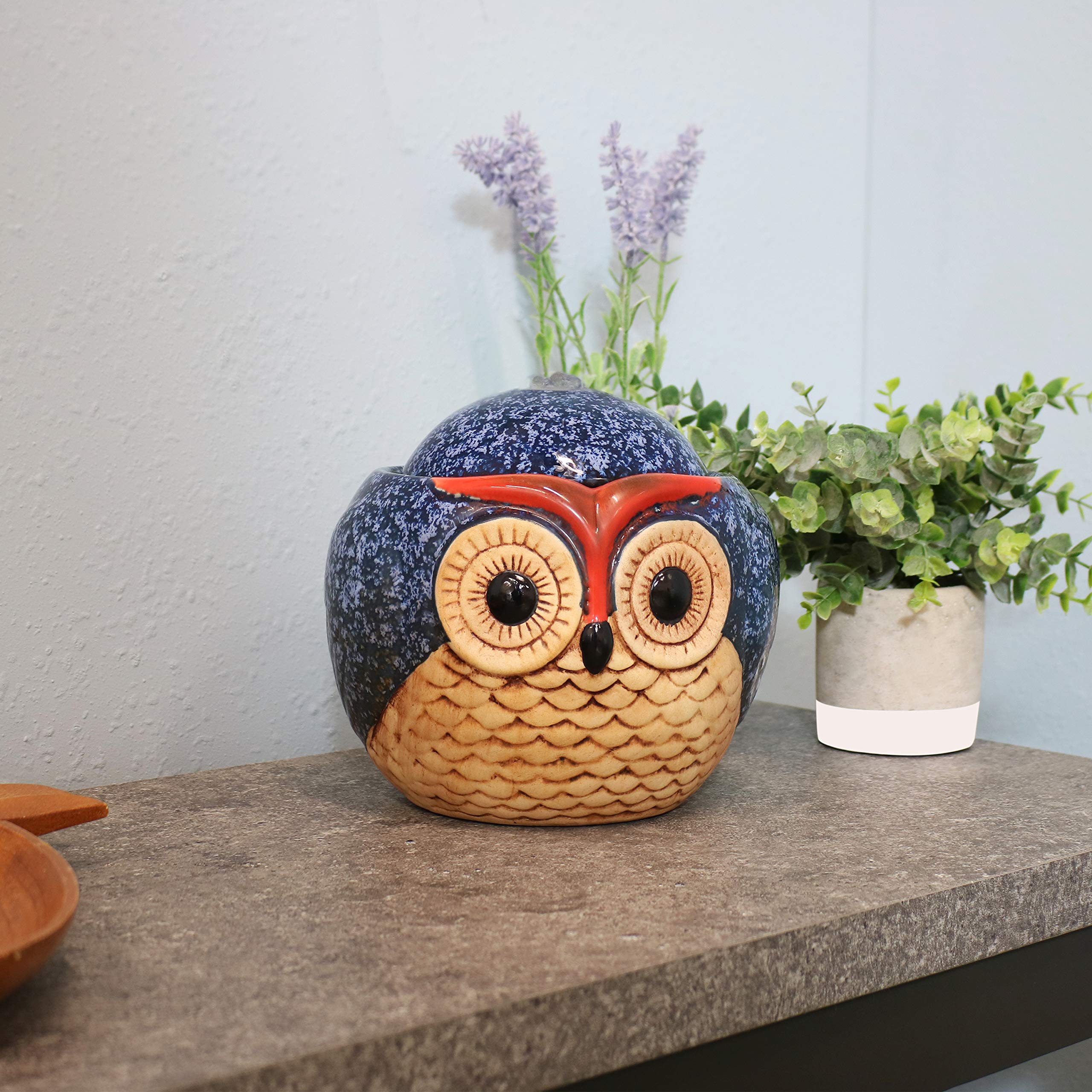 Sunnydaze Ceramic Owl Tabletop Fountain
