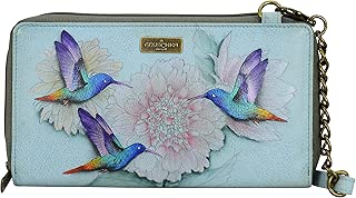 Hand Painted Leather Women's Zip Around RFID Crossbody Clutch - coolthings.us