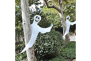 53" Halloween Ghost Decorations: Bendable Tree Wrap Set for Eerie Halloween Lawn Decor