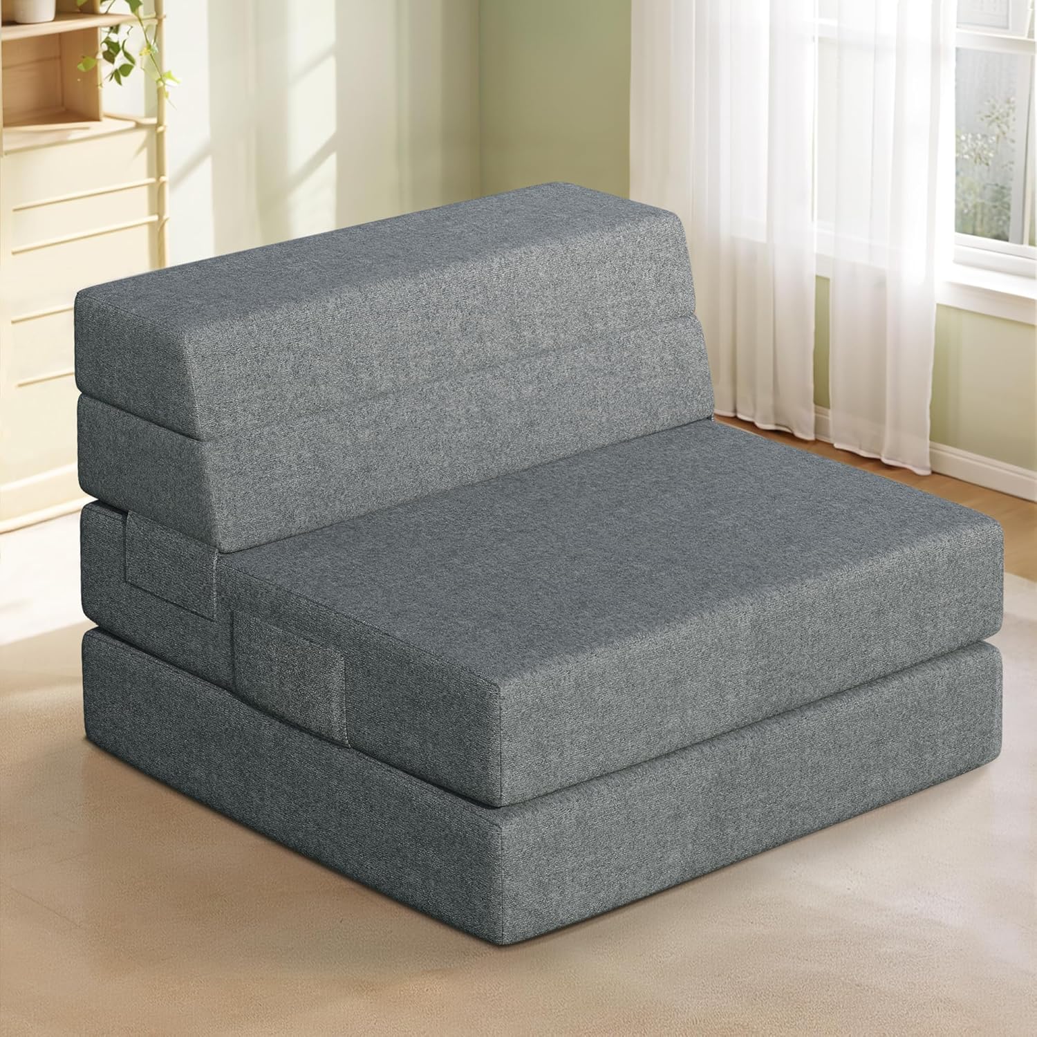 Photo 1 of  Youzi Folding Sofa Bed, Foldable Mattress for Bedroom and Living Room, 6 Inches Single Four-fold Floor Sofas for Guests, Sofa Bed Chair Floor Mattress with Washable Cover, Dark Gray, 75" x 25" x 6" 