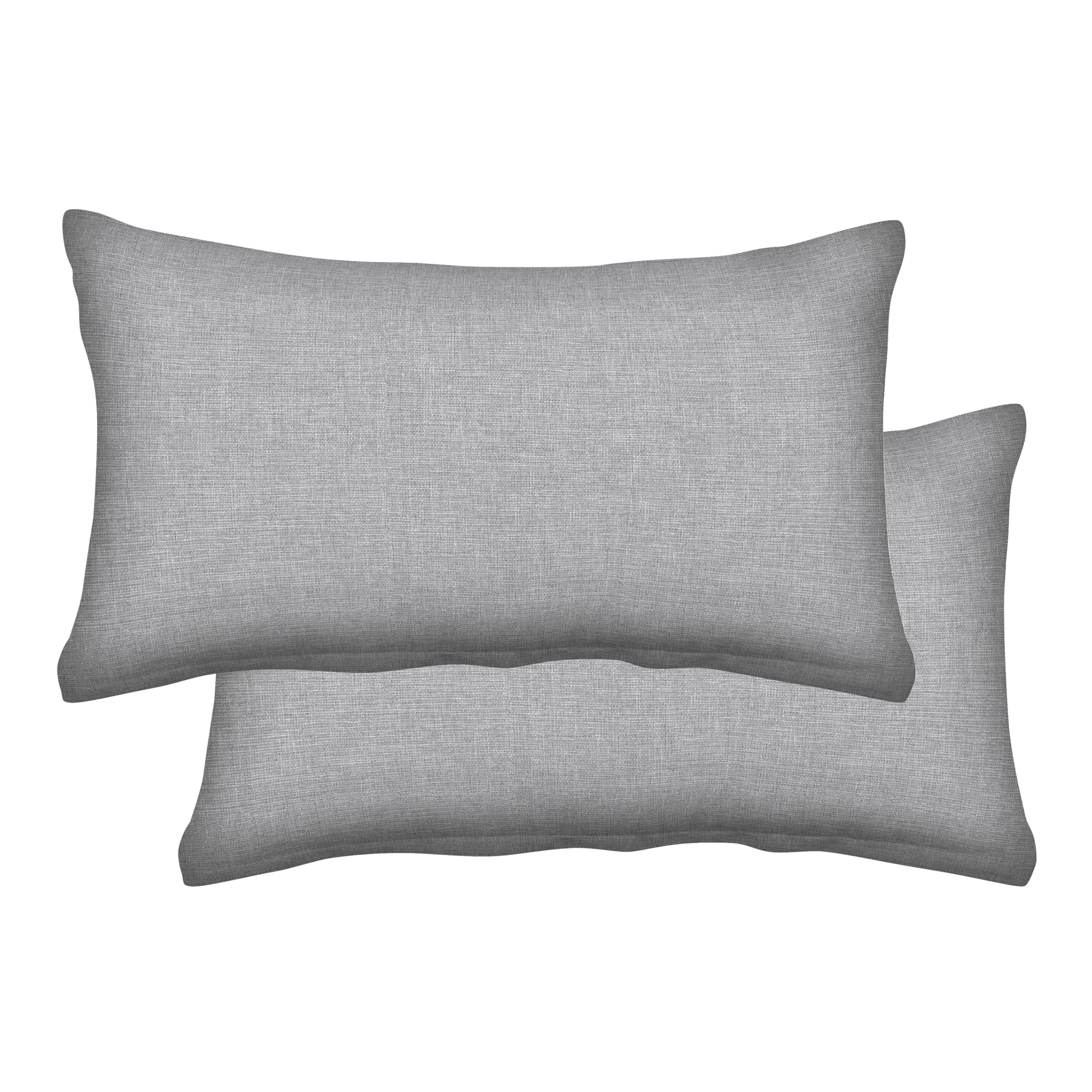 Honeycomb Outdoor Lumbar Toss Pillow Set, 20" W x 12" L, Textured Solid Platinum Grey Outdoor Pillows