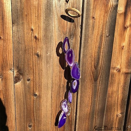 Miniatura 6 de Carillón de viento rosa en ágata verde azulado natural para exteriores, tonos melódicos relajantes, regalo para patio, porche, jardín, patio trasero