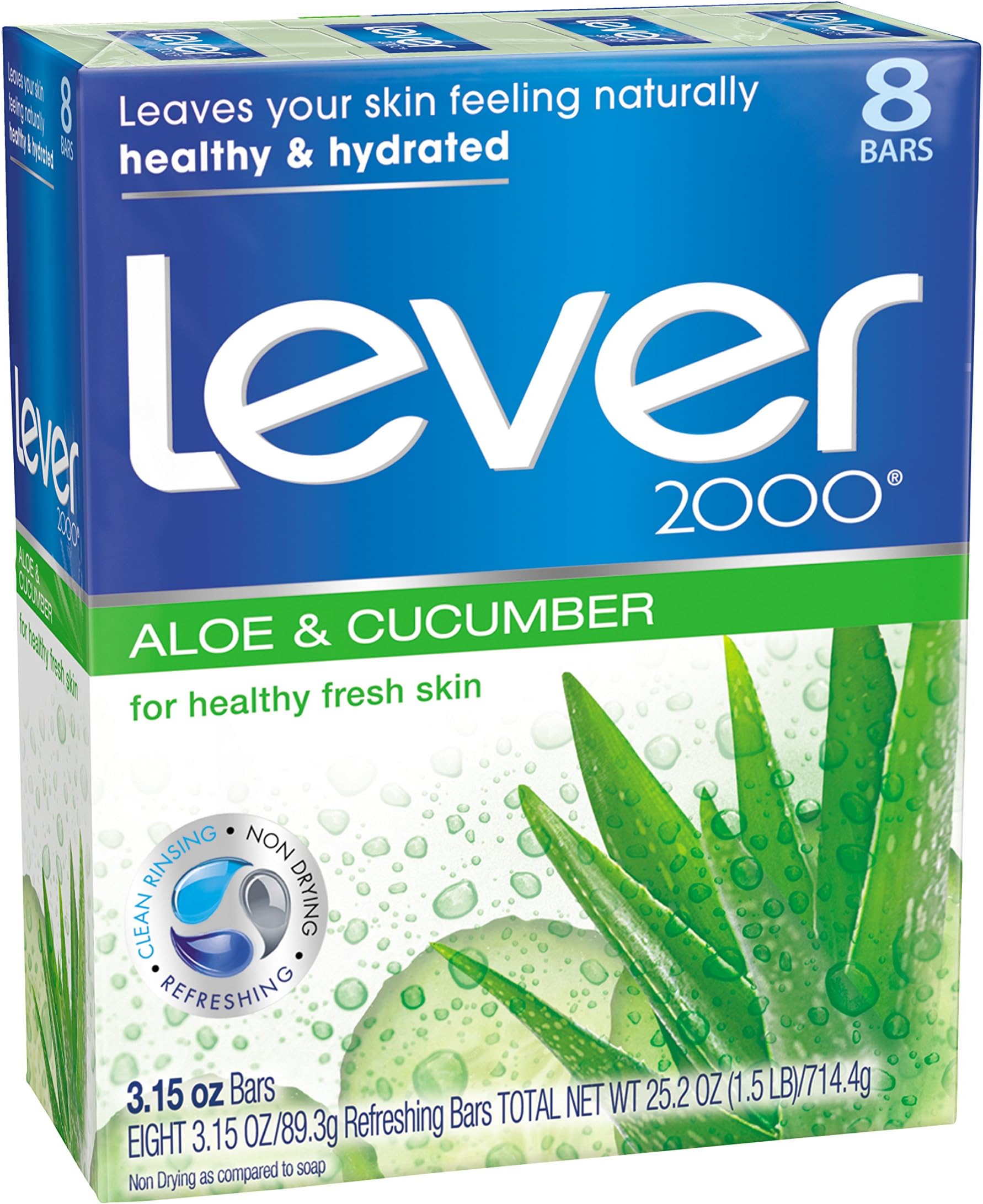Lever 2000 Bar - Aloe and Cucumber - 3.15 oz - 8 ct