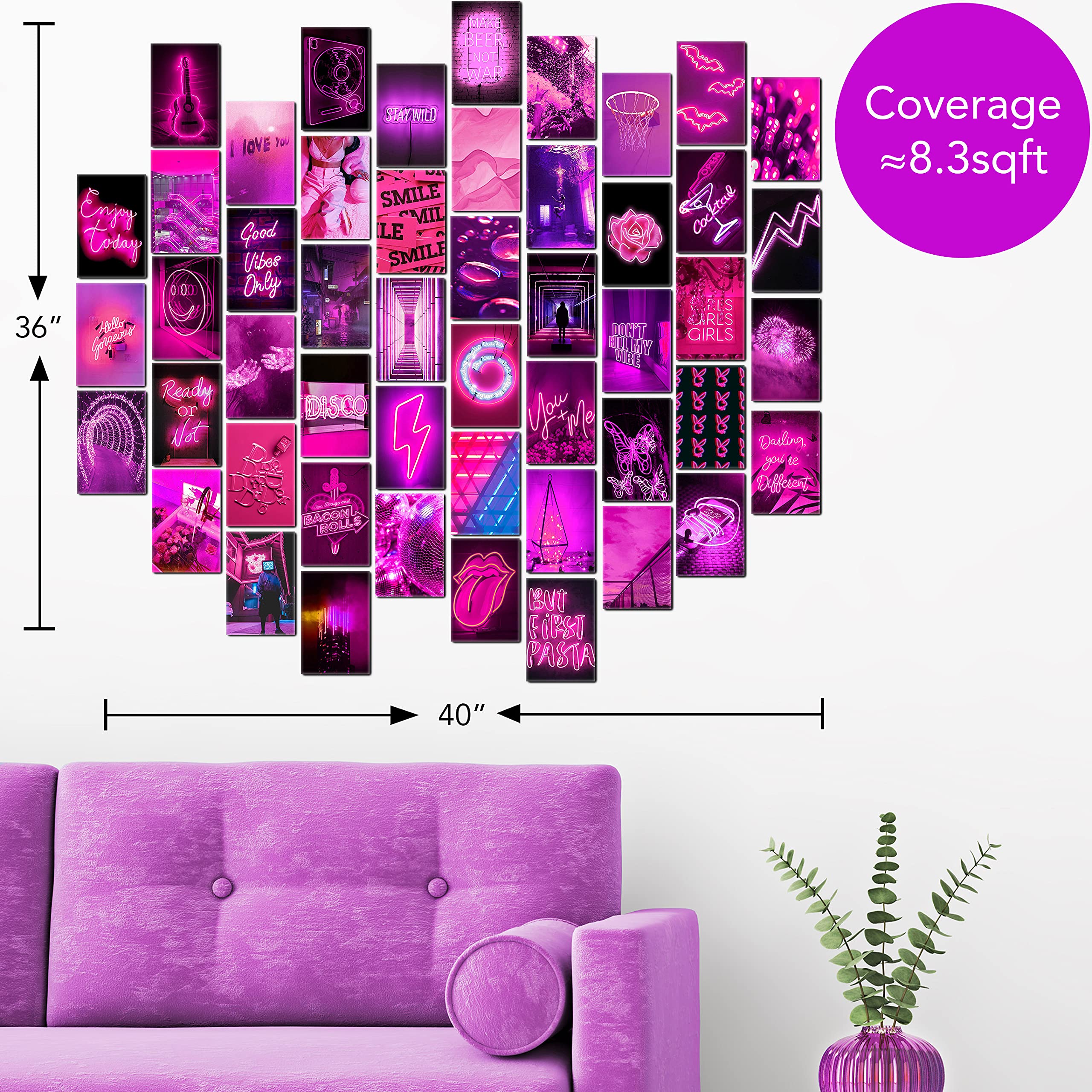 KOLL DECOR Pink wall collage kit 50 Set 4''x6'' Prints Aesthetic wall