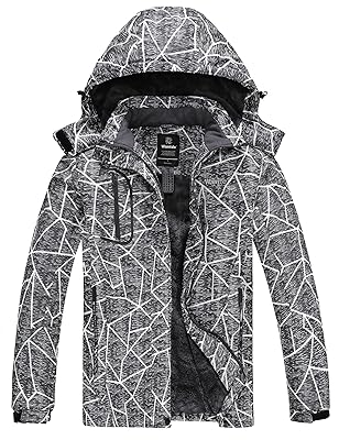 wantdo Women's Mountain Waterproof Ski Jacket Windproof Rain Jacket Winter Warm Hooded Coat