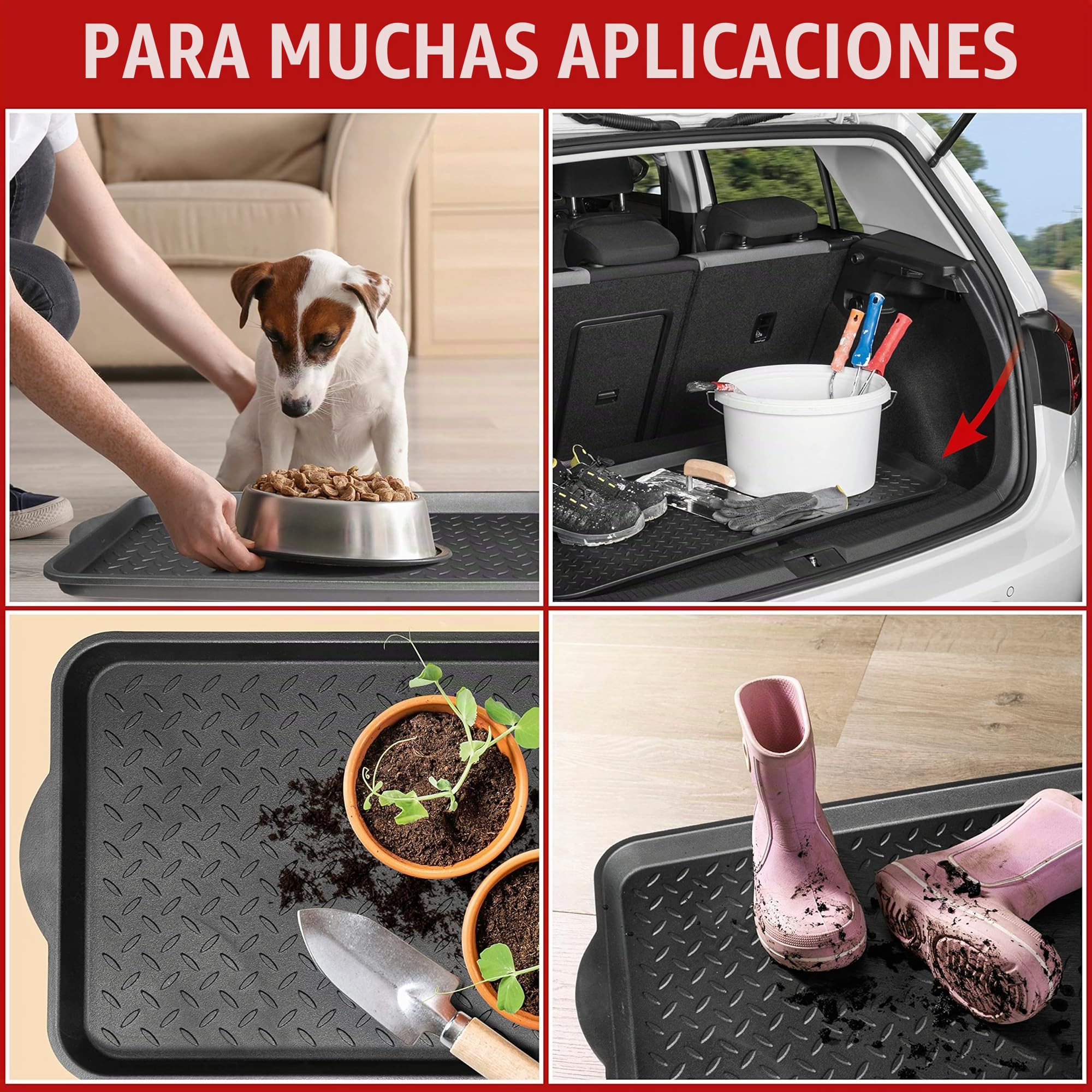 WALSER Bandeja Multiusos Safetray, Bandeja Universal para Botas, Bandeja de plástico, Bandeja de Goteo para Aceite Grande 99x47x3 cm Negro 28101