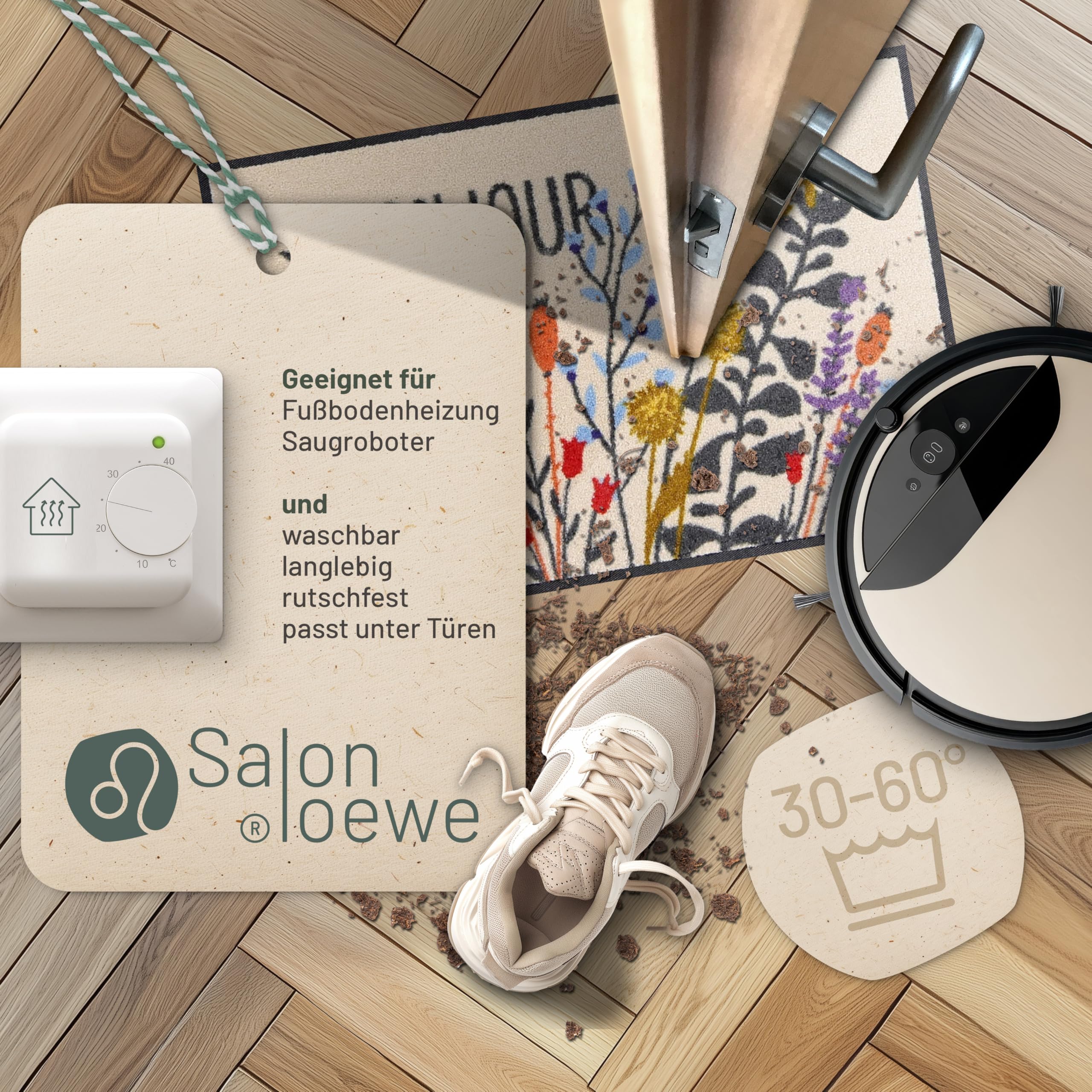 Salonloewe Fussmatte Jardin Neverland I Schmutzfangmatte & Fußabtreter für Innen 50 x 75 cm