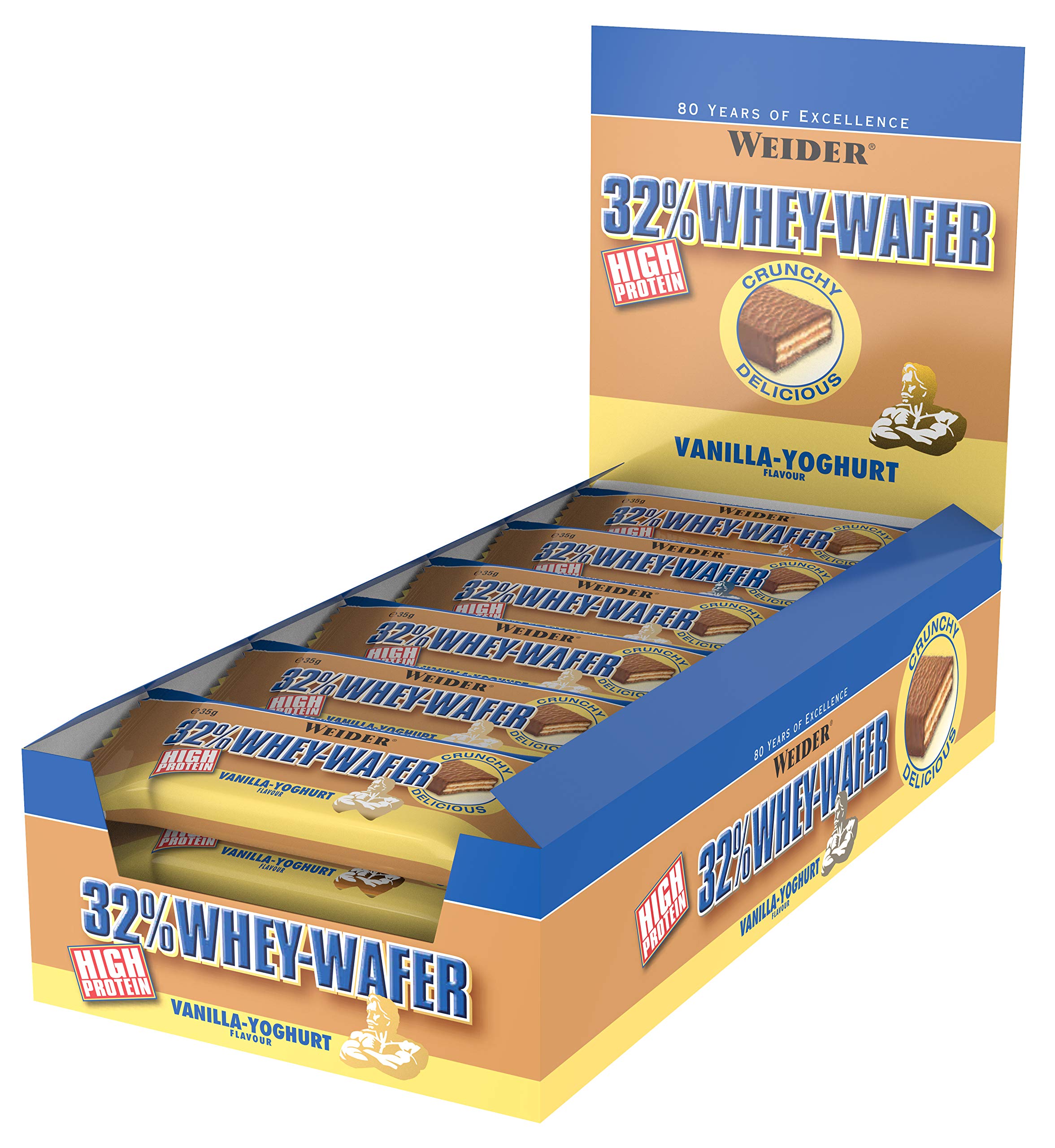 Weider Barre 32% Whey Gaufrette Protéinée Vanille Yoghurt 24 x 35 g